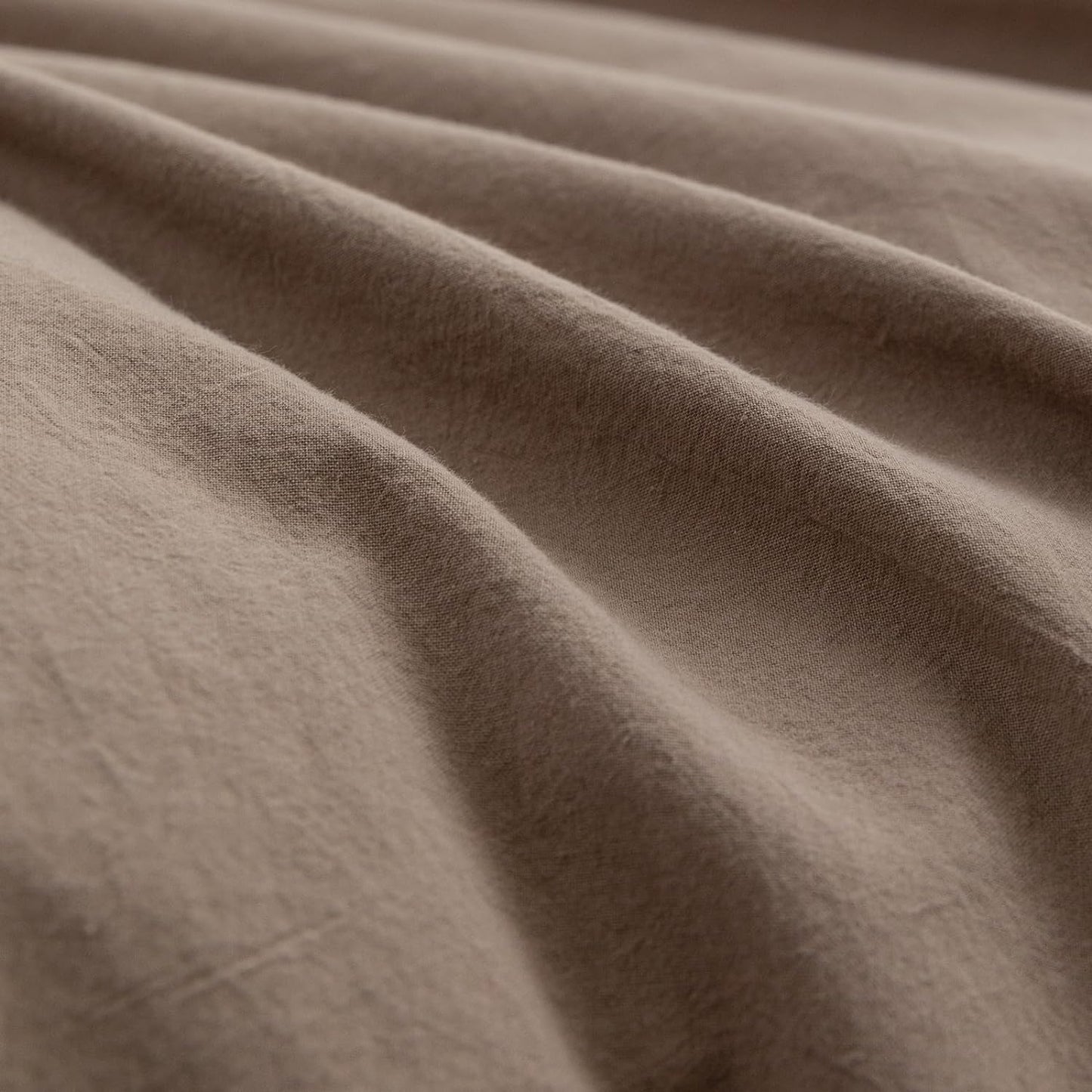 BESTOUCH Duvet Cover Set 100% Washed Cotton Linen Feel Super Soft Comfortable Chic Lightweight 3 PCs Home Bedding Set Solid Pine Bark Brown Super Queen