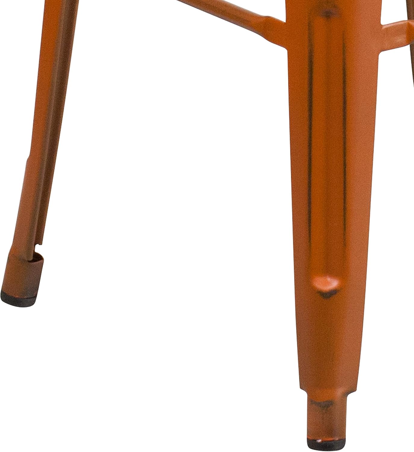 Flash Furniture Kai Commercial Grade 30" High Backless Distressed Orange Metal Indoor-Outdoor Barstool