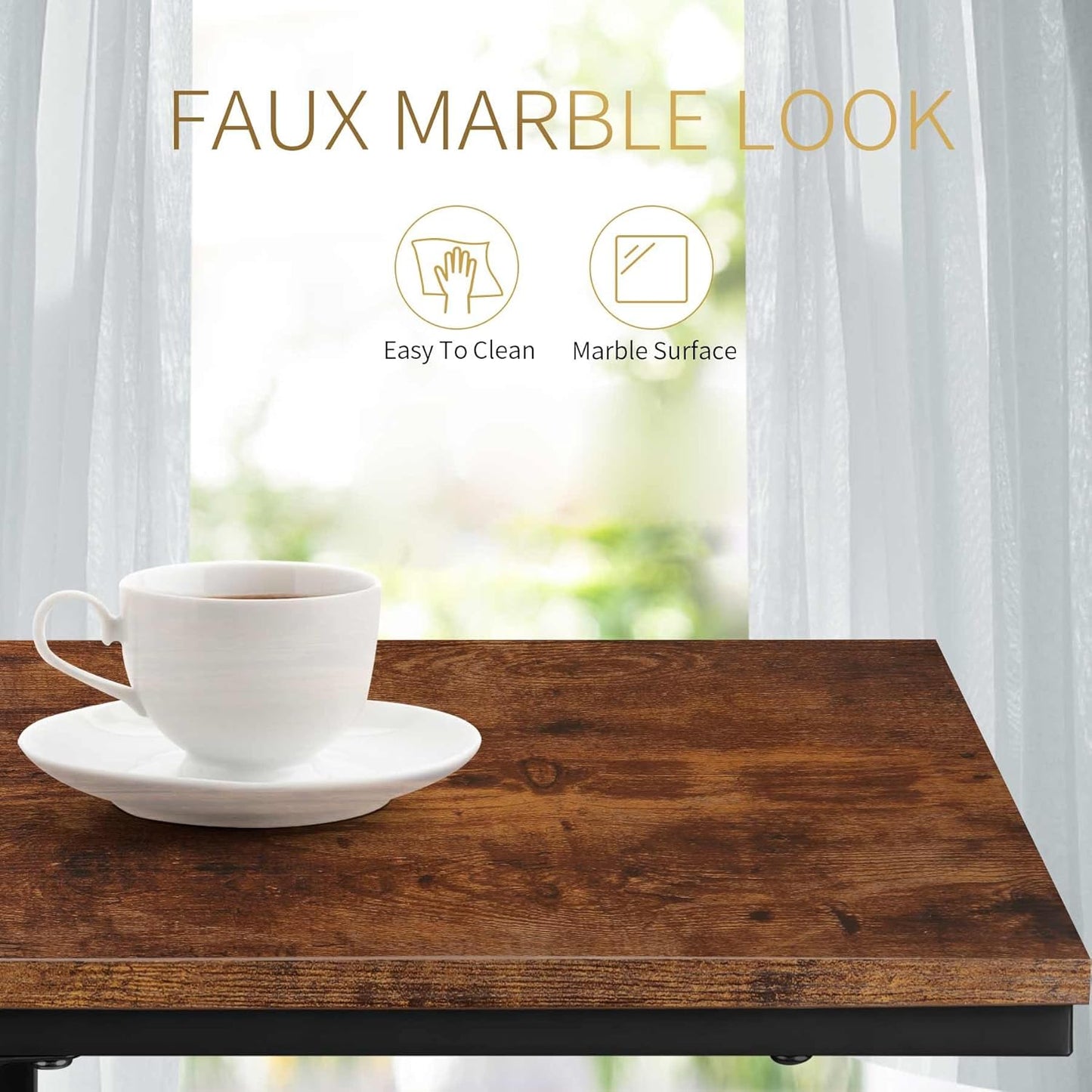 C Shaped Side Table Set of 2, Skinny Sofa Table for Sofa and Bed, Couch Tables That Slide Under, Small End Tables for Living Room, Bedroom or Small Spaces, Rustic Brown