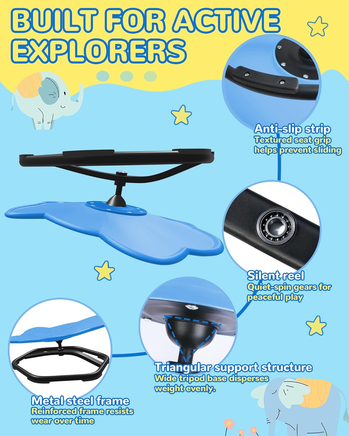 21" L × 19" W Spinning Chair for Autistic Kids, Sensory Toys for Kids with Autism, Sit and Spin, Toddlers & ADHD Children, Sensory Products Swivel Chair