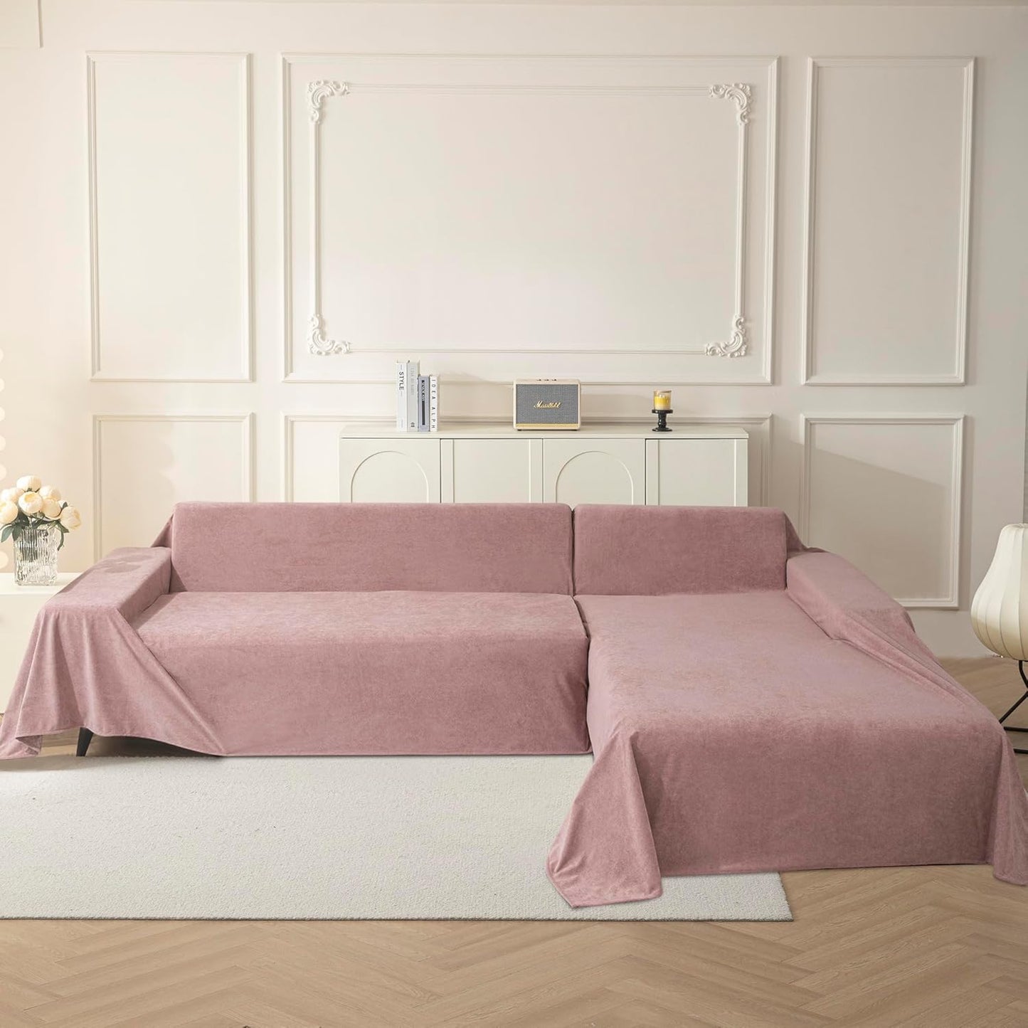 MYSKY HOME Pink Sofa Cover, Couch Covers for Pet Couch Cover Reclining Couch Covers, Covers for 3 Cushion Couch, Thick Durable Washable Sofa Covers for Furniture Couch Cover, 91" x 134"