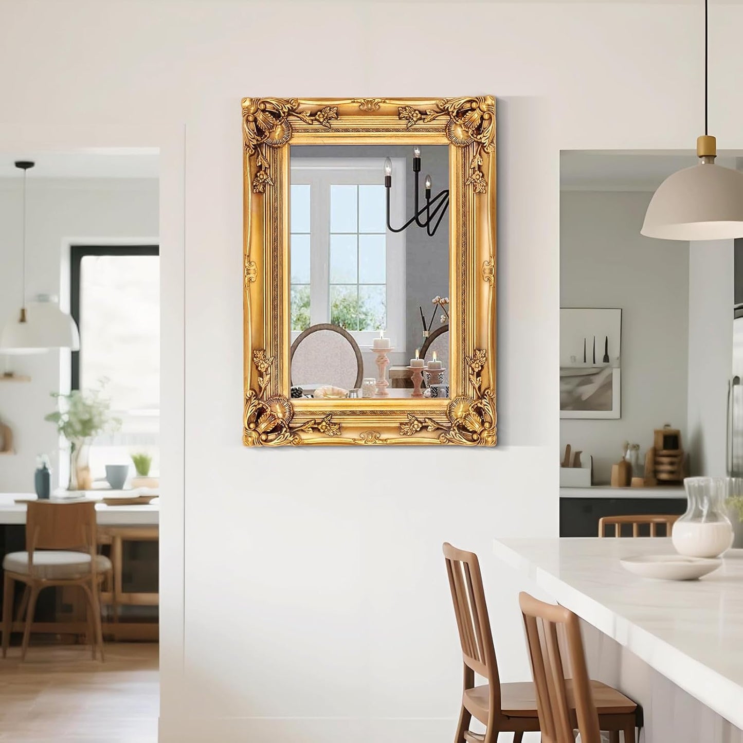 Antique Wall Mirror, 29.1'' x 21.2''Vintage Baroque Mirror with Ornate Frame, Gold Mirror Decorative for Entryway, Living Room, Bathroom