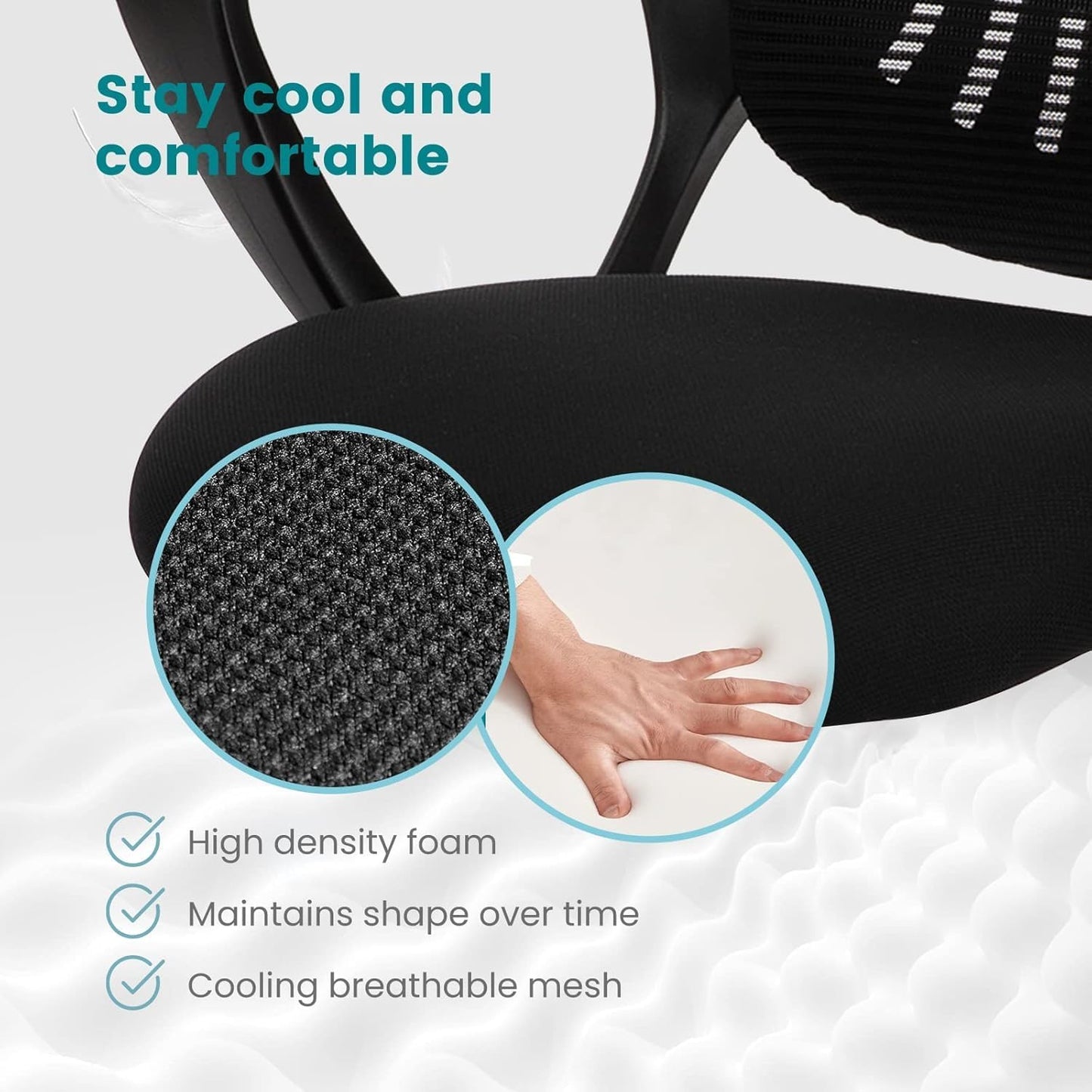 SMUG Home Office Computer Desk Chair - Ergonomic Mid-Back Mesh Swivel Rolling Work with Wheels, Comfy Lumbar Support and Armrest, for Bedroom, Study, Dorm, Student, Adults