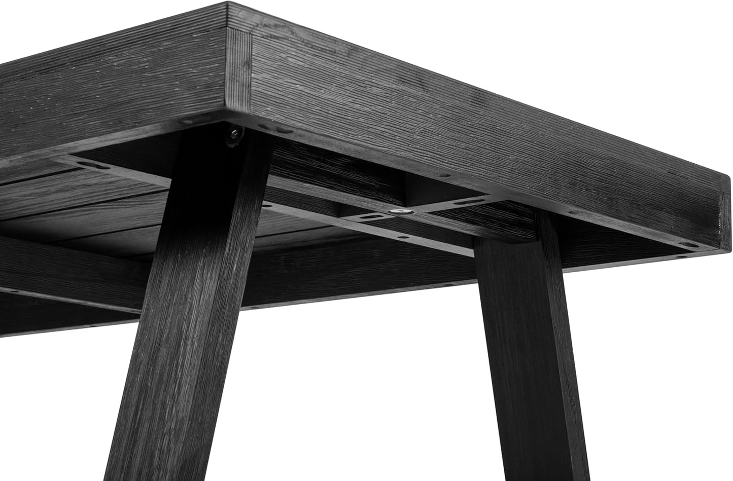 Plank+Beam 72 Inch Farmhouse Dining Table, Solid Wood Rustic Kitchen Table, Large Wooden Rectangular Dinner Table for Dining Room, Home Office, Living Room Furniture, Easy Assembly, Black Wirebrush