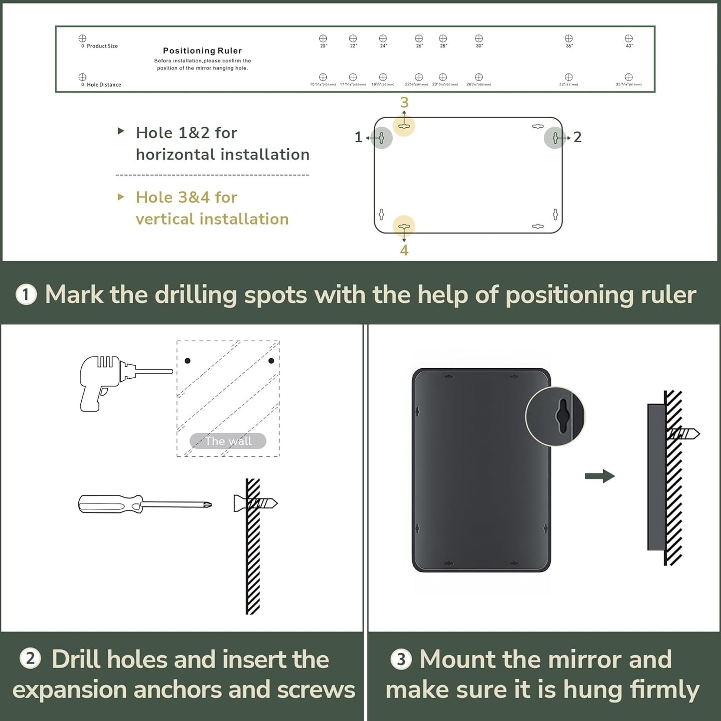 TokeShimi 42x36 Brushed Nickel Bathroom Wall Mirror Vanity Metal Frame Round Corner Rectangular for Home Decor Living Room Entryway (Horizontal/Vertical)