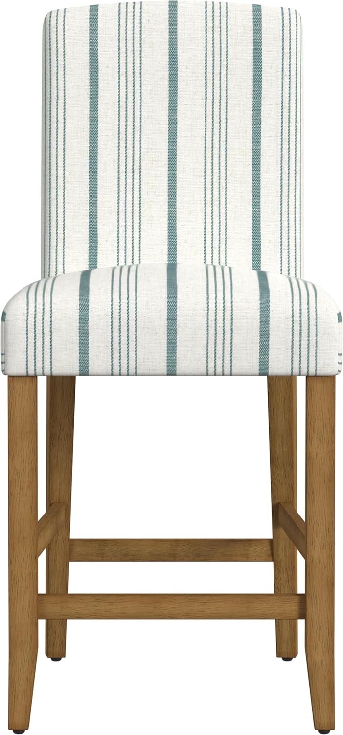 HomePop Curved Back 24" Barstool - Blue Calypso Stripe