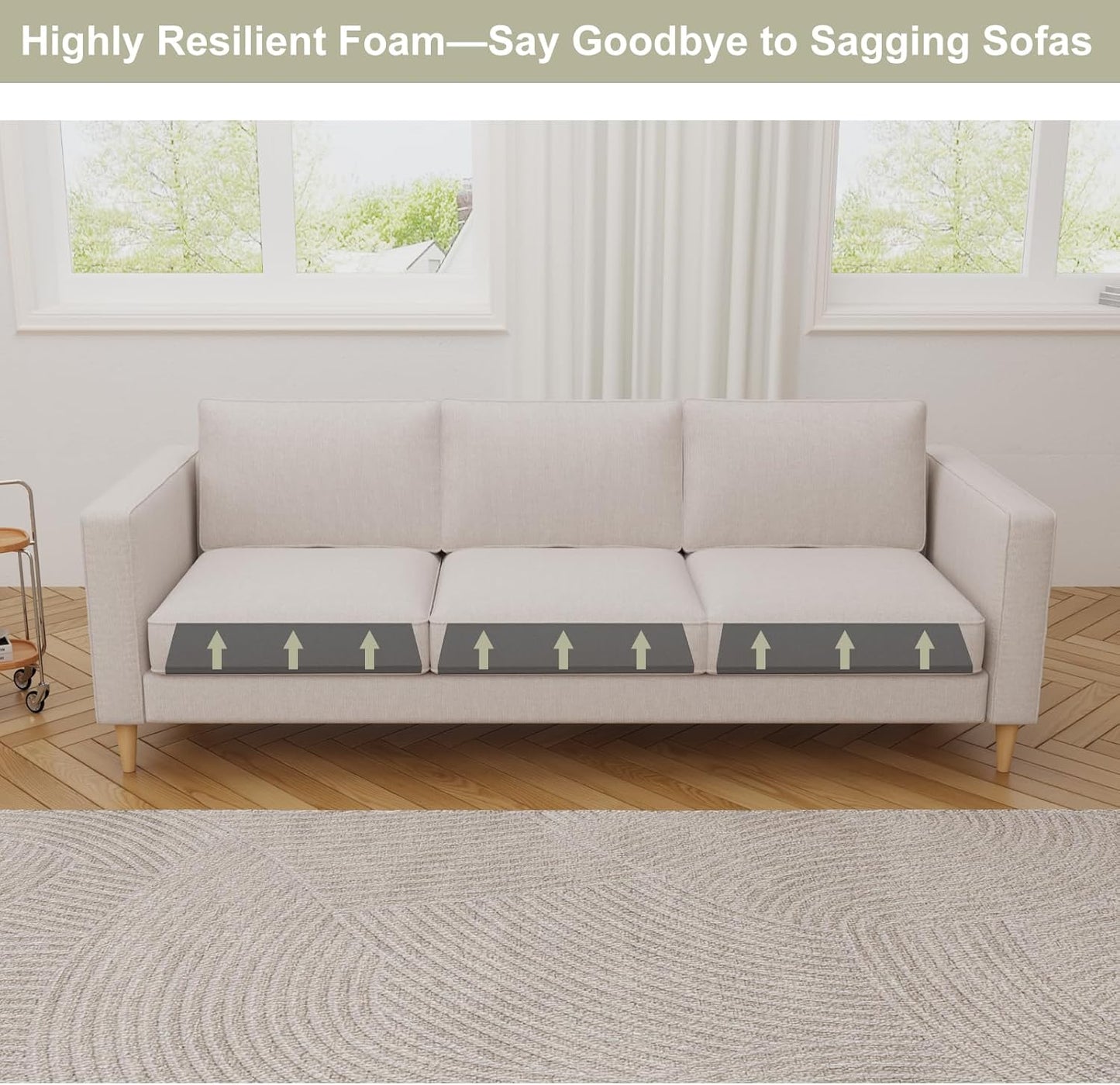 Couch Cushion Support for Sagging Seat, High-Density Curved Foam Sofa Furniture seat Couch Cushions Support Repair, 20"x20" Black Set of 1