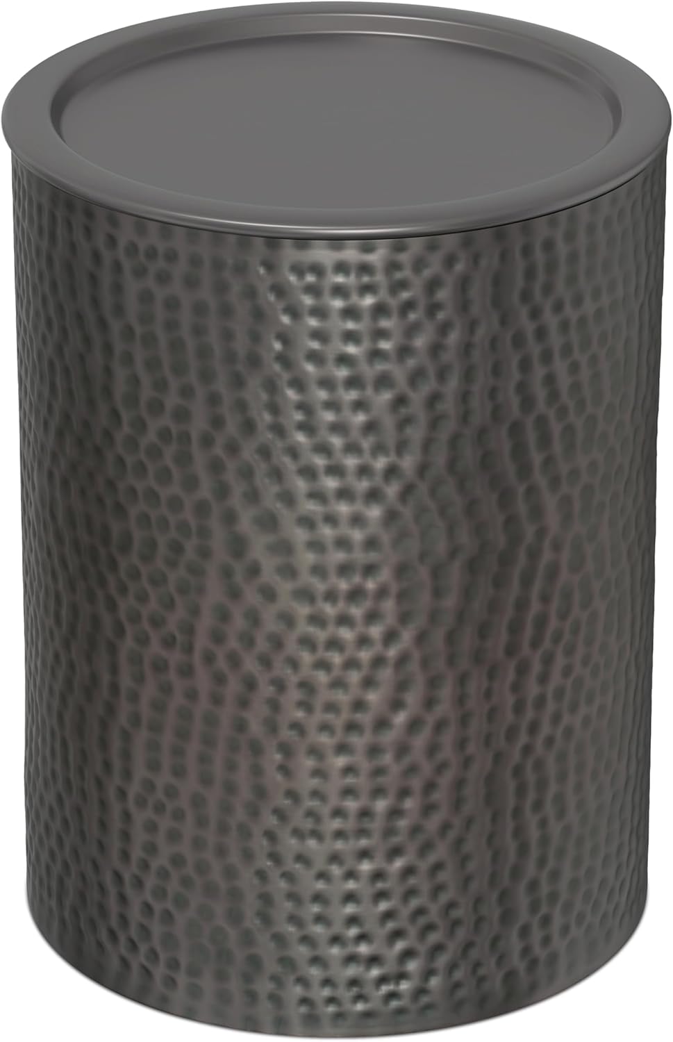 SIMPLIHOME Corbin 16 inch Wide Metal Side Table in Hammered Antique Copper, Round Drum Design End Table for Living Room, Family Room, or Entryway, Industrial Style, Assembled