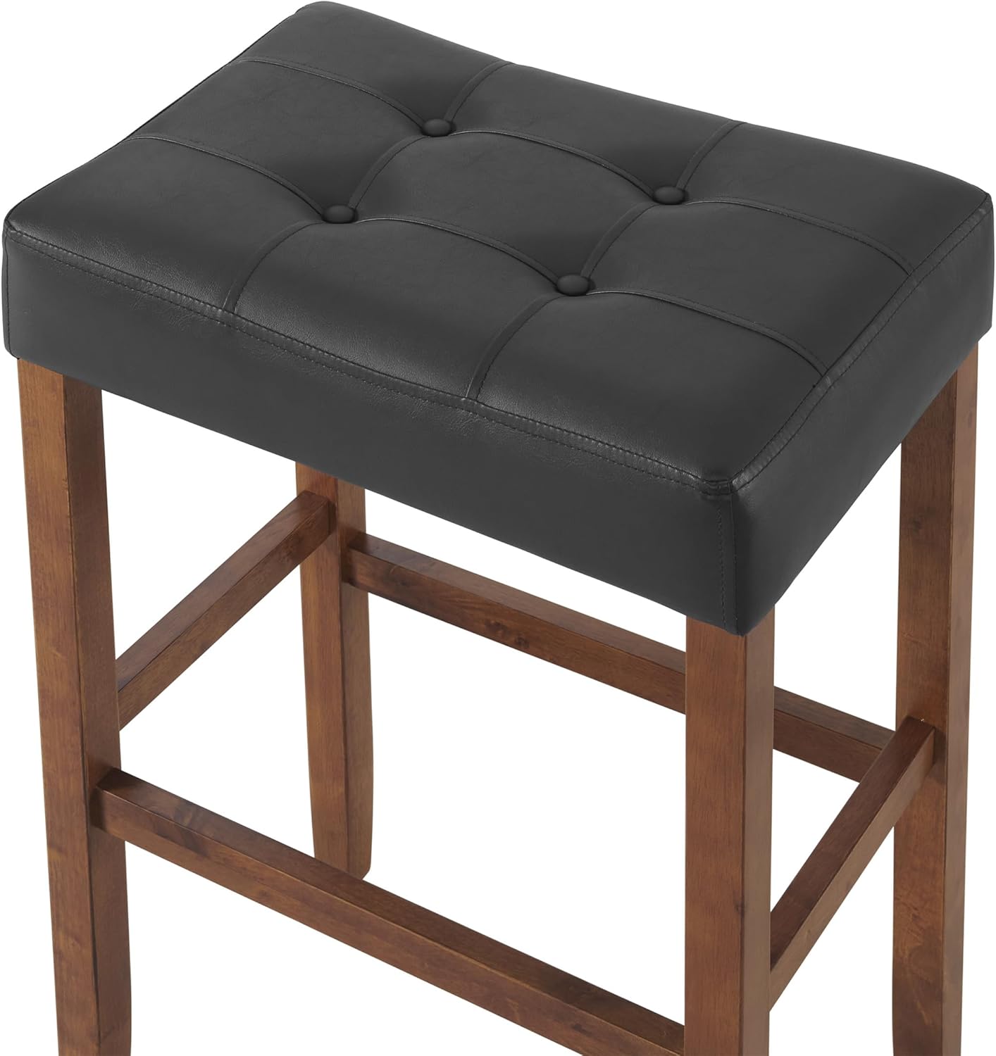 Alaterre Furniture Madison 30-Inch Bar Stool with Faux Leather Seat - Barstool for Kitchen Island or Bar - Backless Barstools (Walnut/Black)