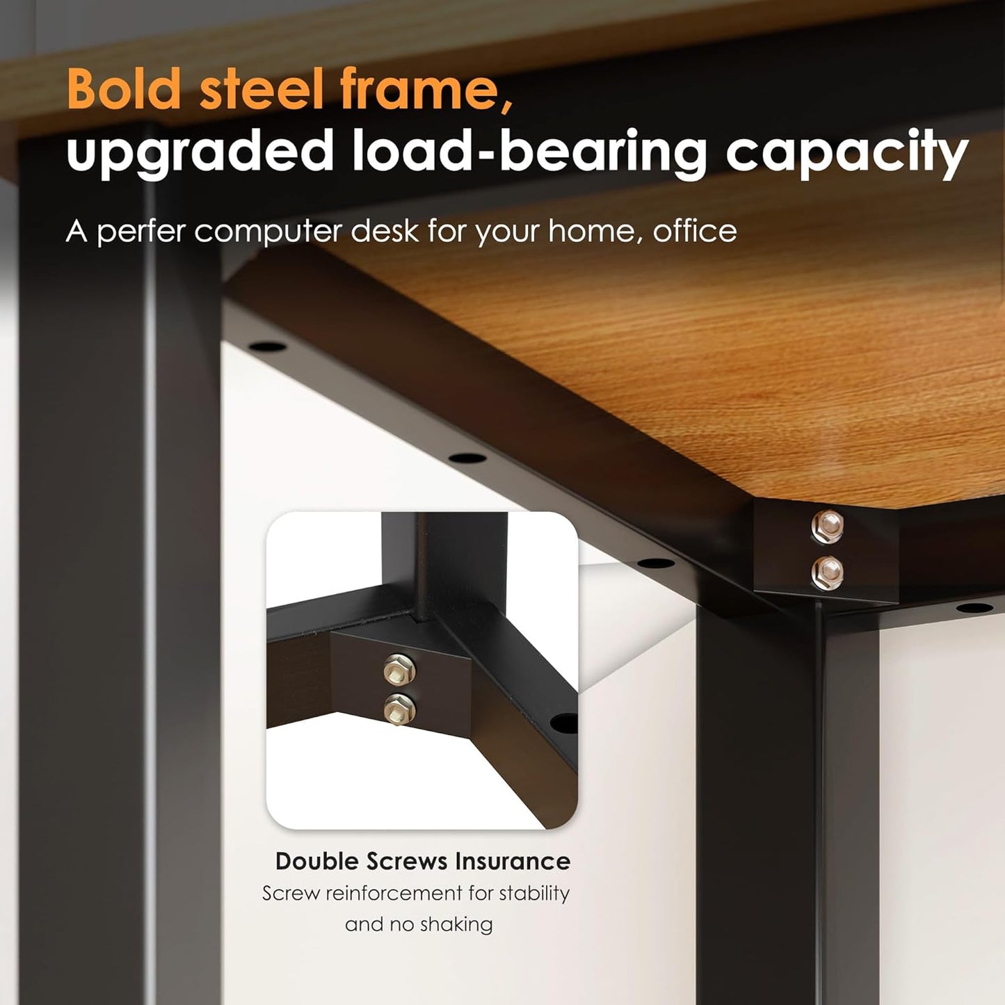 Need 63 Inch Large Computer Desk - Modern Simple Style Home Office Gaming Desk, Basic Writing Table for Study Student, Black Metal Frame, Teak