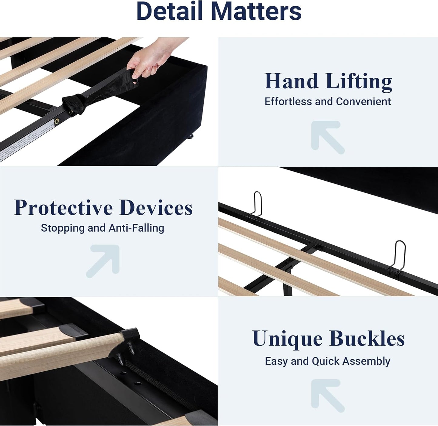 Allewie Full Size Velvet Lift Up Storage Bed, Modern Wingback Headboard, Hydraulic Support, No Box Spring Needed, Black