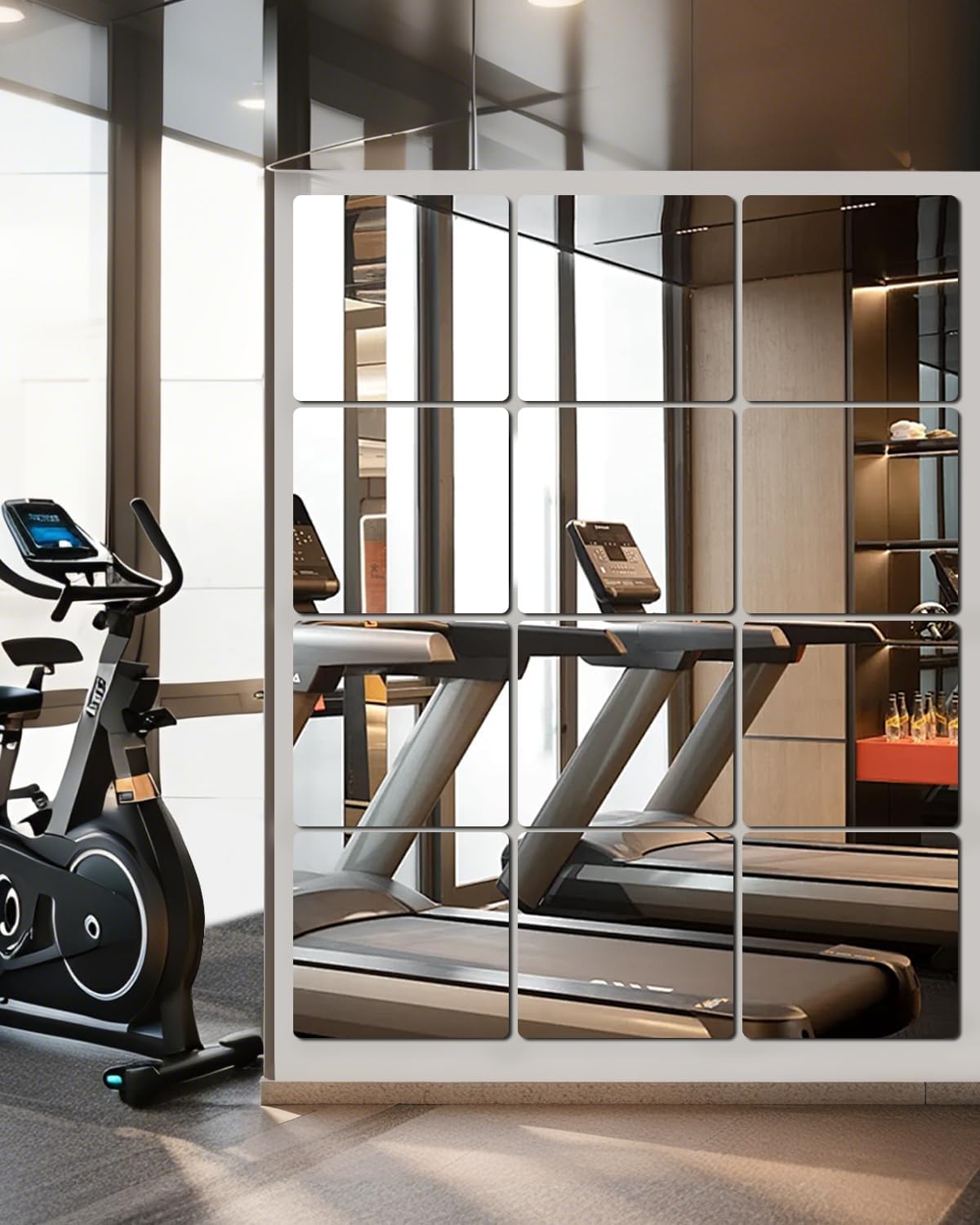 12" x 12" Glass Wall Mirror Tiles for Wall, Frameless Full Length Mirrors Wall Mounted for Home Gym Mirror Yoga Bedroom Dancing Studio Dressing Room (12PCS)