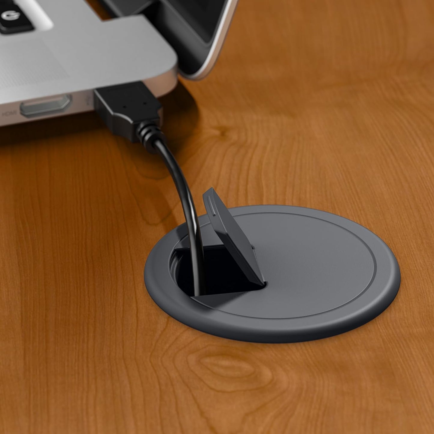 Bush Business Furniture Series A 36W Desk in Natural Cherry and Slate