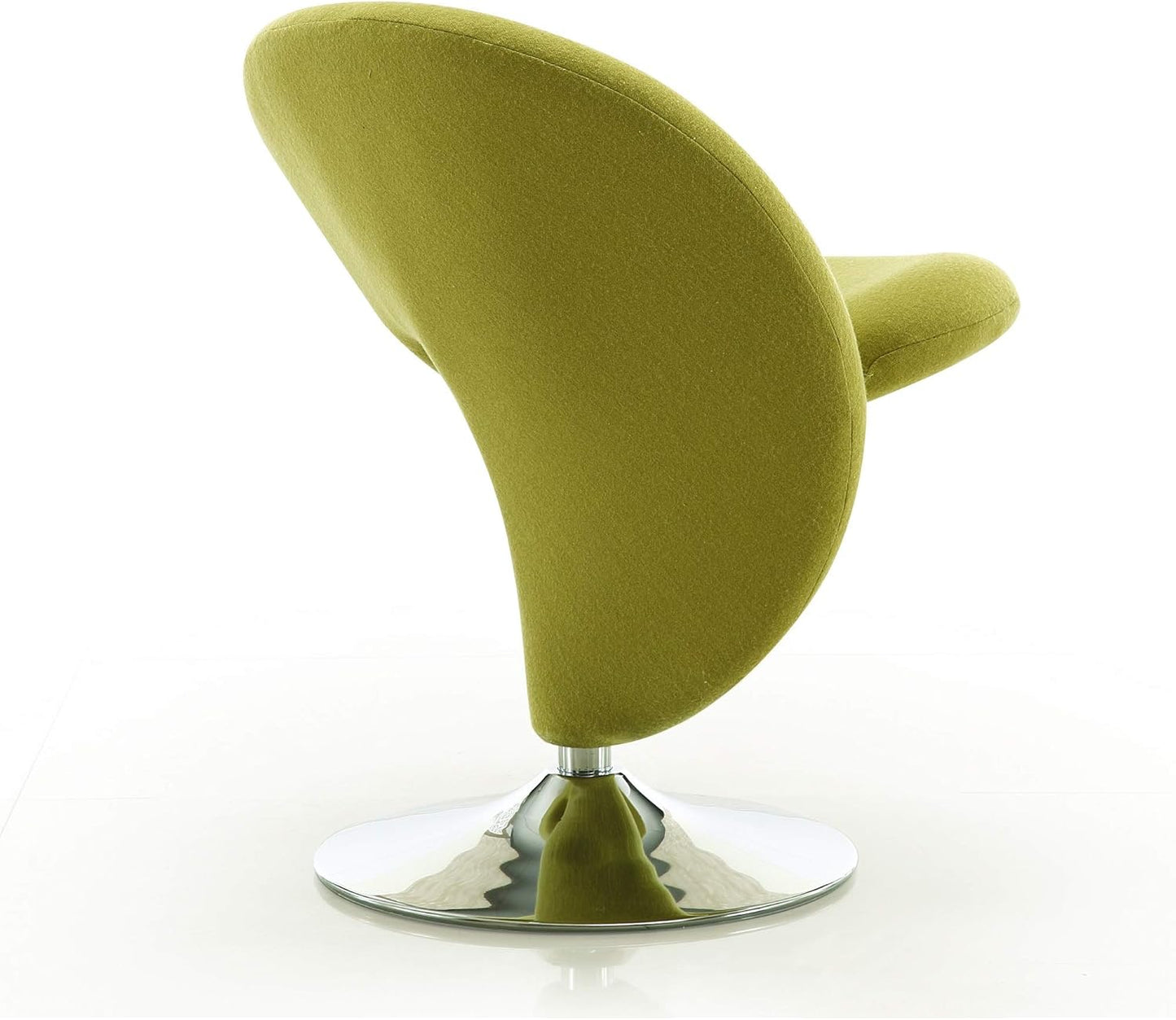 Manhattan Comfort Curl Swivel Accent Chair Set of 2 with 360° Turn, Fully Assembled, Upholstered in Wool Blend, Modern Ergonomic Design with Polished Chrome Base, Living Room & Office, Green