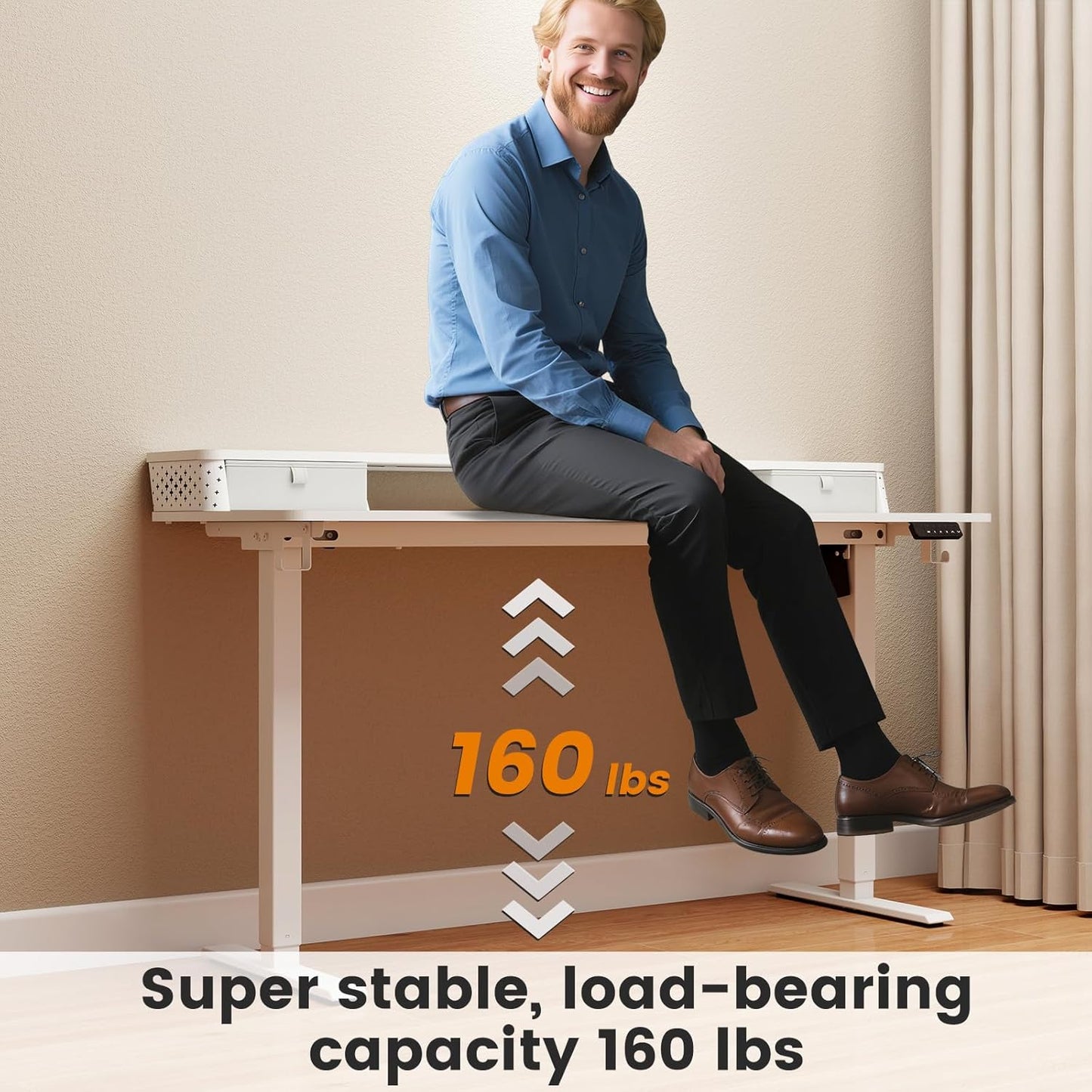 Standing Desk with Drawers and Brushless Motor,Electric Height Adjustable Desk for Walking Pad,Ergonomic Stand Up Desk for Home Office & Gaming,3 Memory Height Preset & Hooks(55" x 24",White)