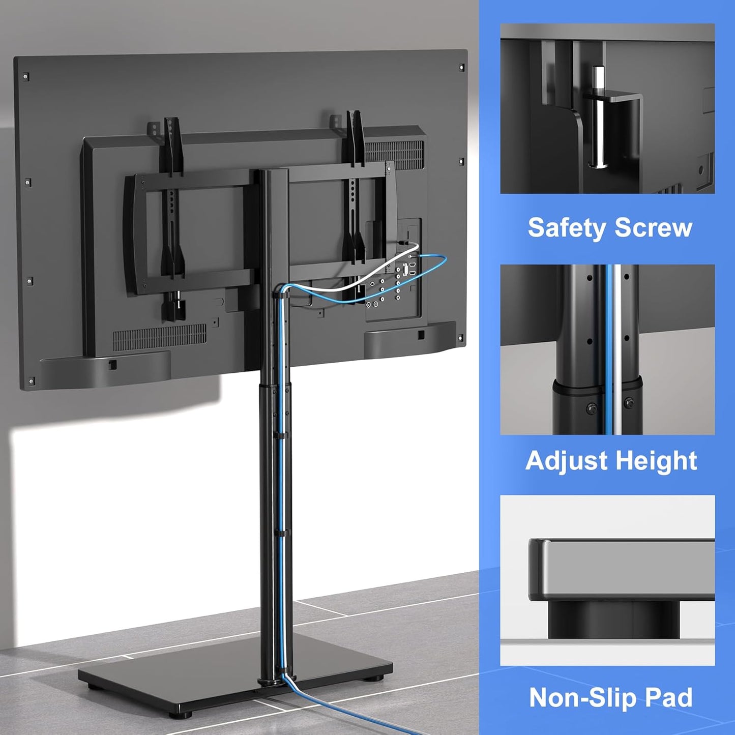 Universal Pedestal TV Stand with Bracket for 32"-75" TVs Floor TV Stand w/Cable Management Holds 132lbs Max VESA 600x400mm TS004H