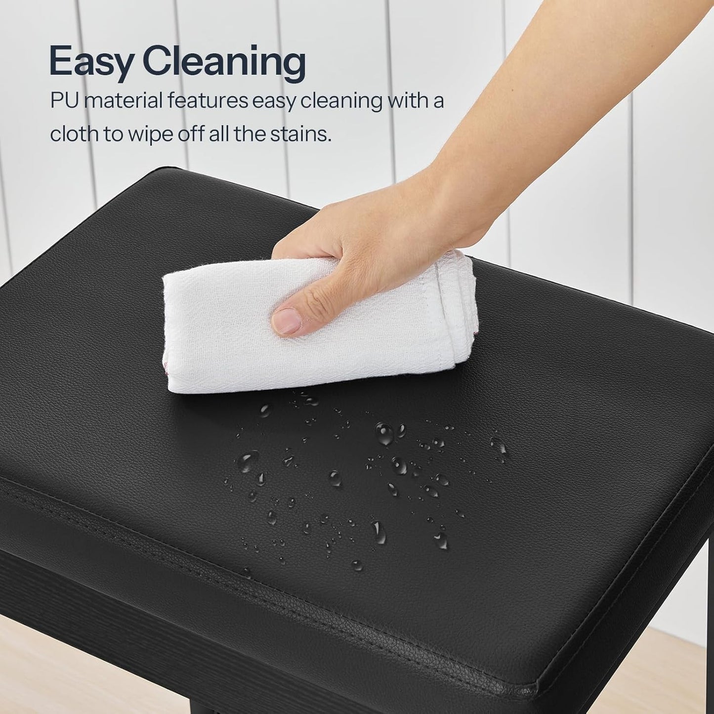 HOOBRO Bar Stools, Set of 3 Modern Black Rectangular Bar Chairs, 24.8-Inch Height, 2" Thick Upholstered Seat with High-Density Sponge, for Kitchen, Dining Room, Cafe, Bar Counter