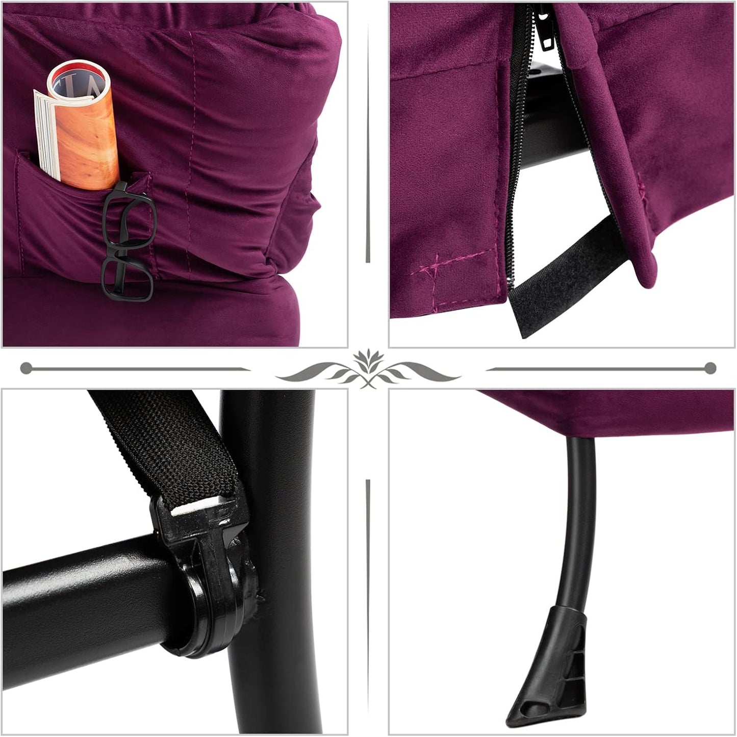 HollyHOME Fabric Large Lazy Chair, Accent Reading Chair, Cozy Lounge Chair with Armrest, Leisure Sofa Chair for Living Room, Bedroom, Dorm, Purple