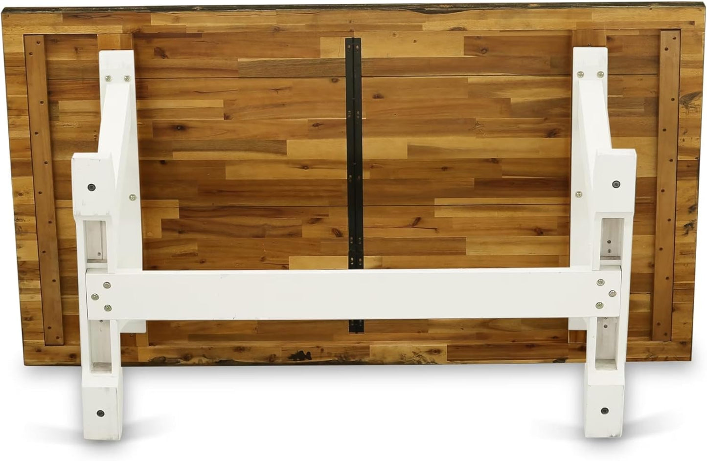 East West Furniture V077AB264-5 5 Piece Dinette Set for 4 Includes a Rectangle Dining Table with V-Legs and 4 White Faux Leather Parson Dining Room Chairs, 40x72 Inch, Multi-Color