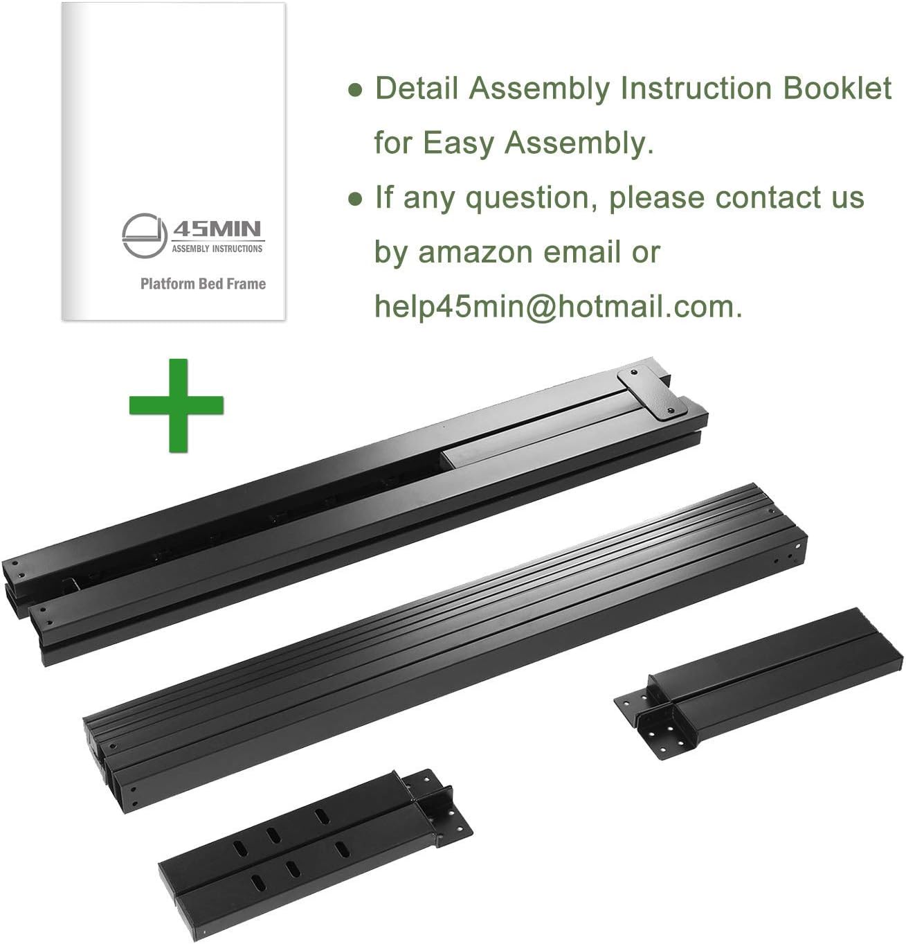 45MinST 18 Inch Platform Bed Frame/Easy Assembly Mattress Foundation / 3000lbs Heavy Duty Steel Slat/Noise Free/No Box Spring Needed,Twin XL