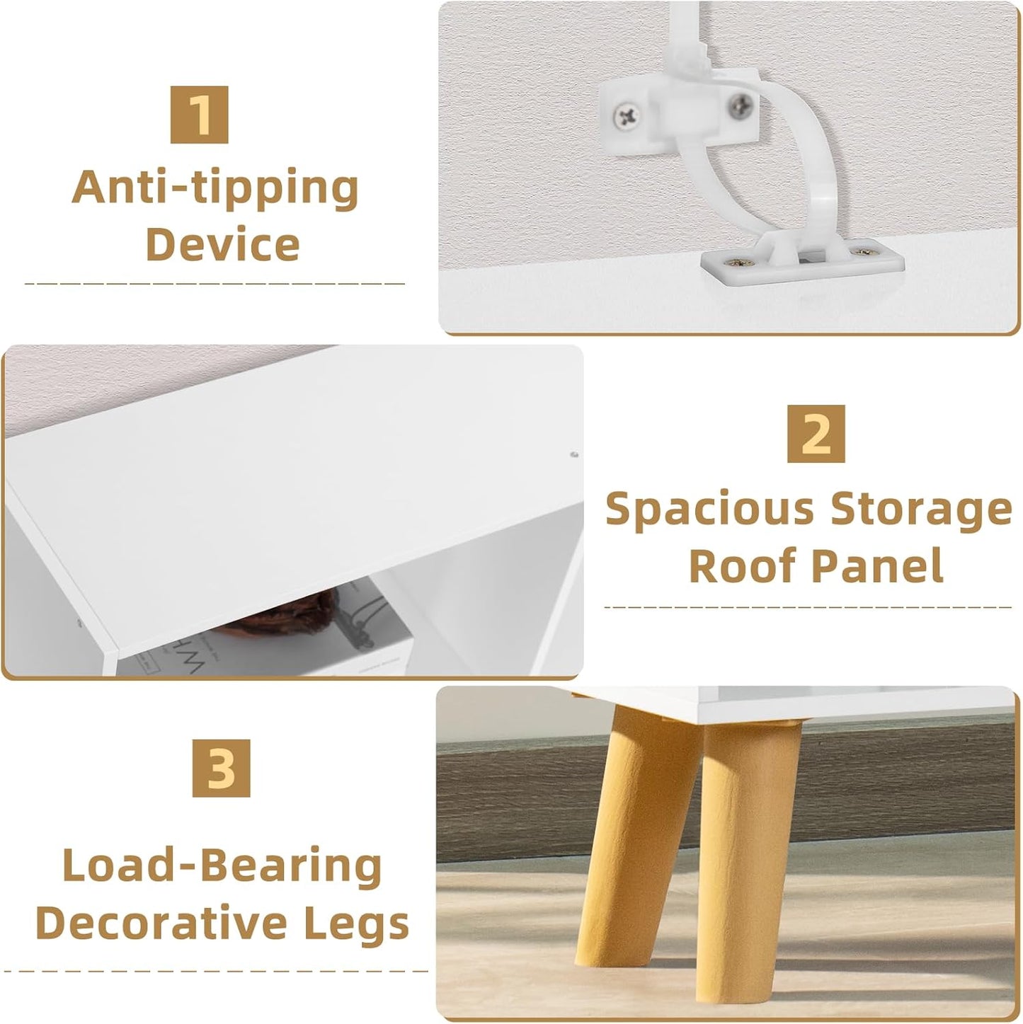 YAHARBO 10 Cube Large Bookshelf,3 Tier Bookcase with Legs,White Mid-Century Modern Bookshelves,Wide Free Standing Open Storage Organizer Shelf,Tall Wooden Book Case Furniture for Living Room,Office