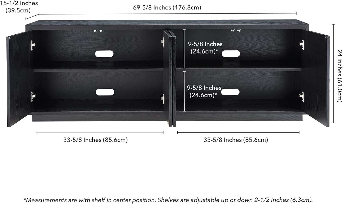 Henn&Hart Hanson, 70'' Rectangular TV Stand, Black Grain