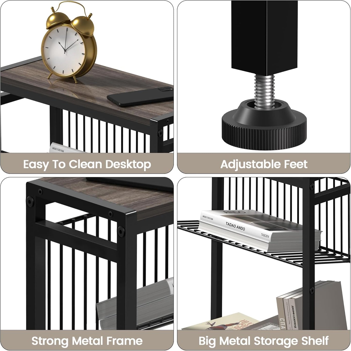 Small Side Table Set of 2 for Small Space, 3-Tier Narrow End Tablewith Magazine Holder,Small Nightstand, Skinny Snack Couch Table in Living Room, Bedroom Study and Balcony(Ash Brown)