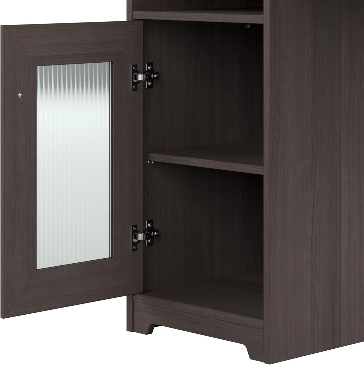 Bush Furniture Cabot L Shaped Desk with Hutch | Corner Desk with Storage for Home Office in Heather Gray | 60W L Shaped Computer Desk