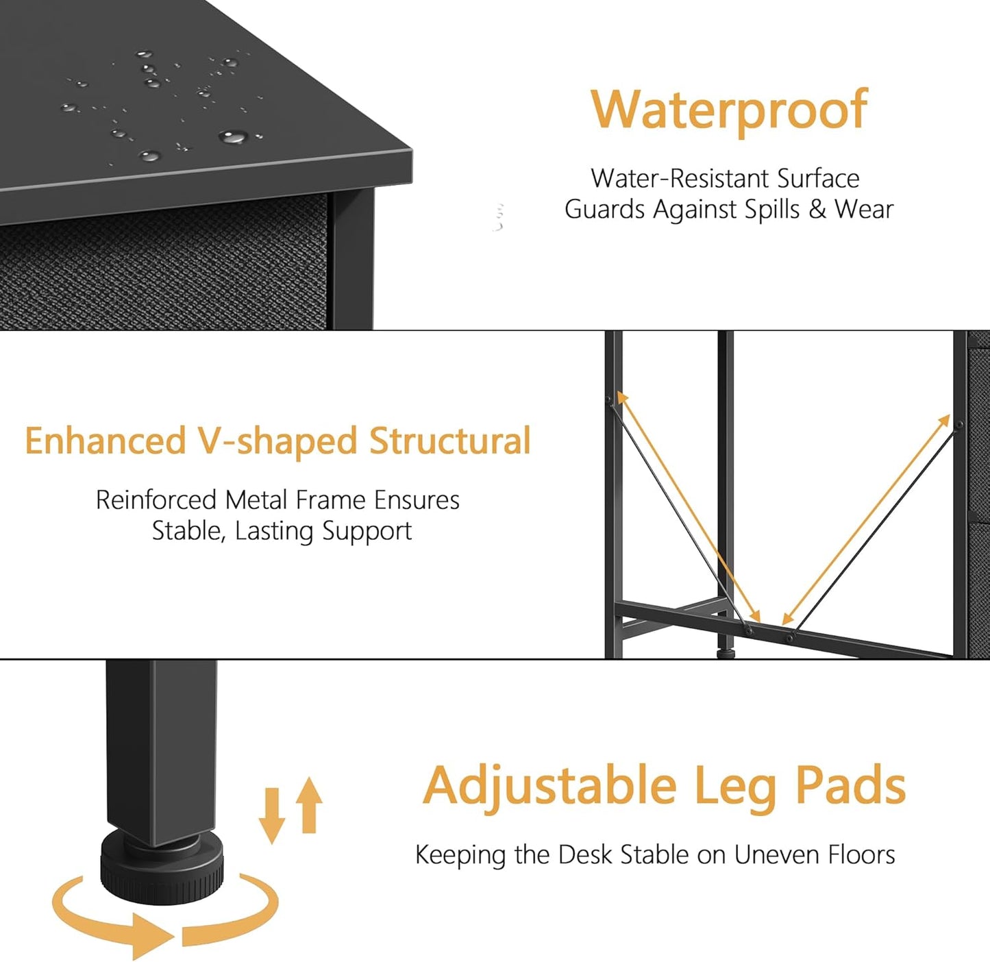 Small Computer Desk with 5 Fabric Drawers, 33 Inch Writing Desk for Home Office, Simple PC Desks for Small Place, Kids Girls Teen Study Table Vanity for Bedroom Dorm, Black