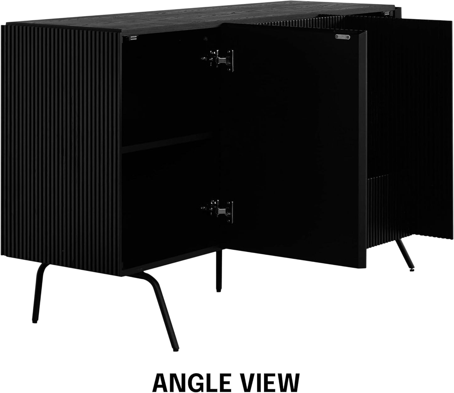 NTC Veil Sideboard with 2 Doors and 3 Drawers, Buffet Cabinet with Vertical Groove Design and Metal Legs, Storage Cabinet for Living Room, and Entryway, Effortless Assembly - Burnt Black