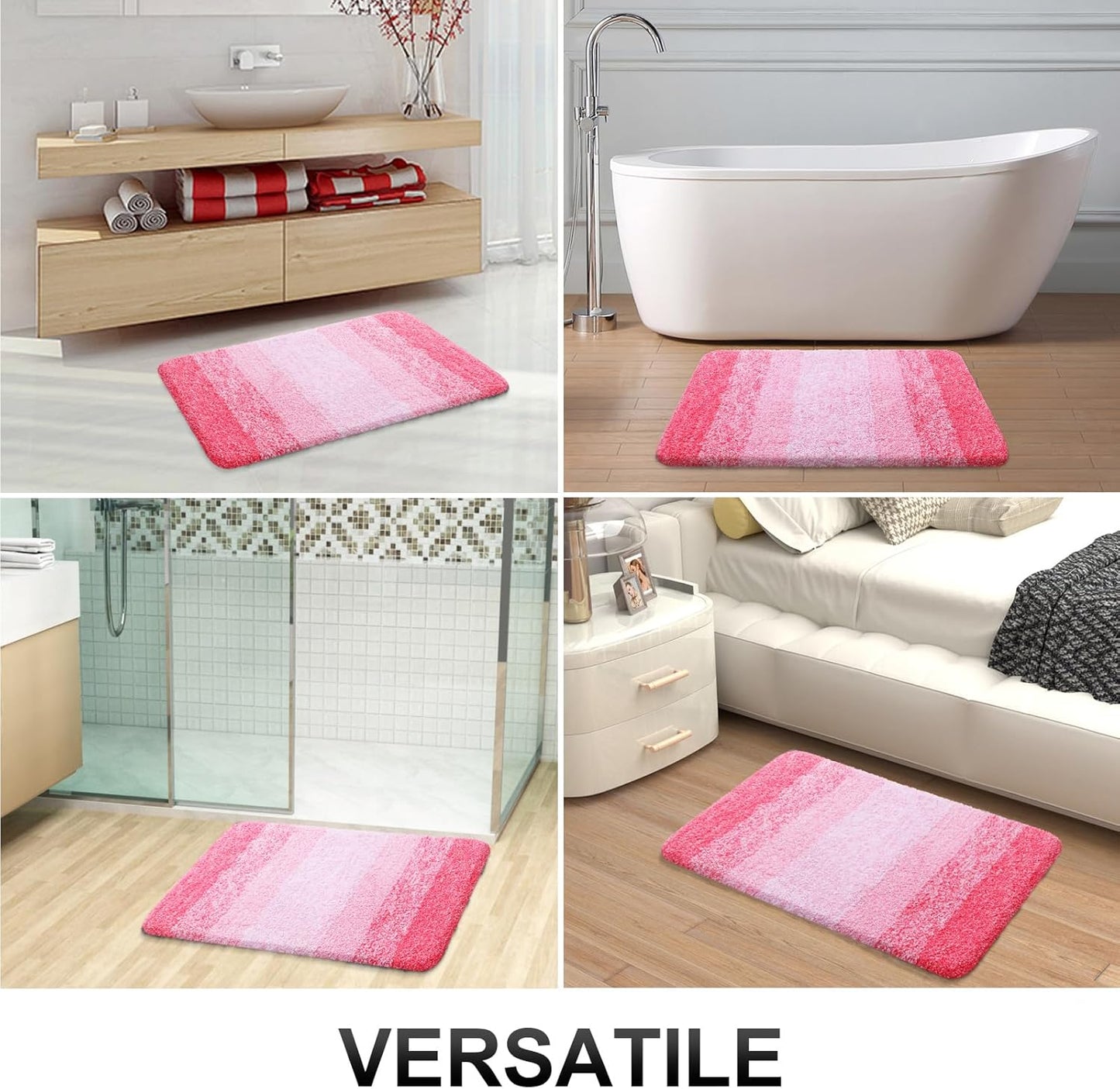 OLANLY Bathroom Runner Rugs 54x24, Extra Soft Absorbent Microfiber Bath Rugs, Rubber Backing, Quick Dry, Machine Washable Bath Mats for Bathroom Floor, Tub and Shower, Home Decor Accessories, Pink