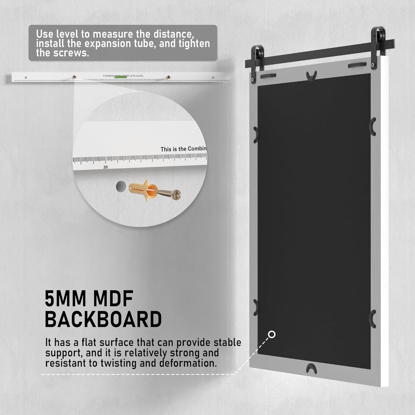 Farmhouse Bathroom Mirror, White Rustic Square Mirror for Wall Wood Framed Vanity Mirrors, Barn Door Style Decor Living Room Entryway Bedroom Mirrors, 24x36INCH (Hanging/Leaning)