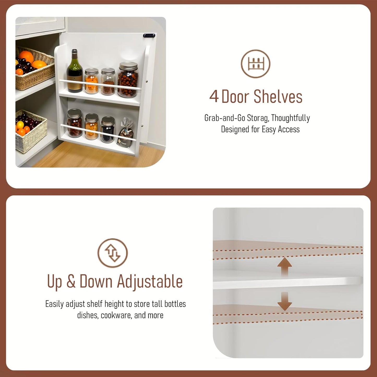 Modern Buffet Cabinet with 4 Drawers, 2 Doors & Adjustable Shelf, Large Sideboard Cabinet with Wine Rack, Kitchen Storage Cabinet for Kitchen, Living Room,Coffee Bar, White