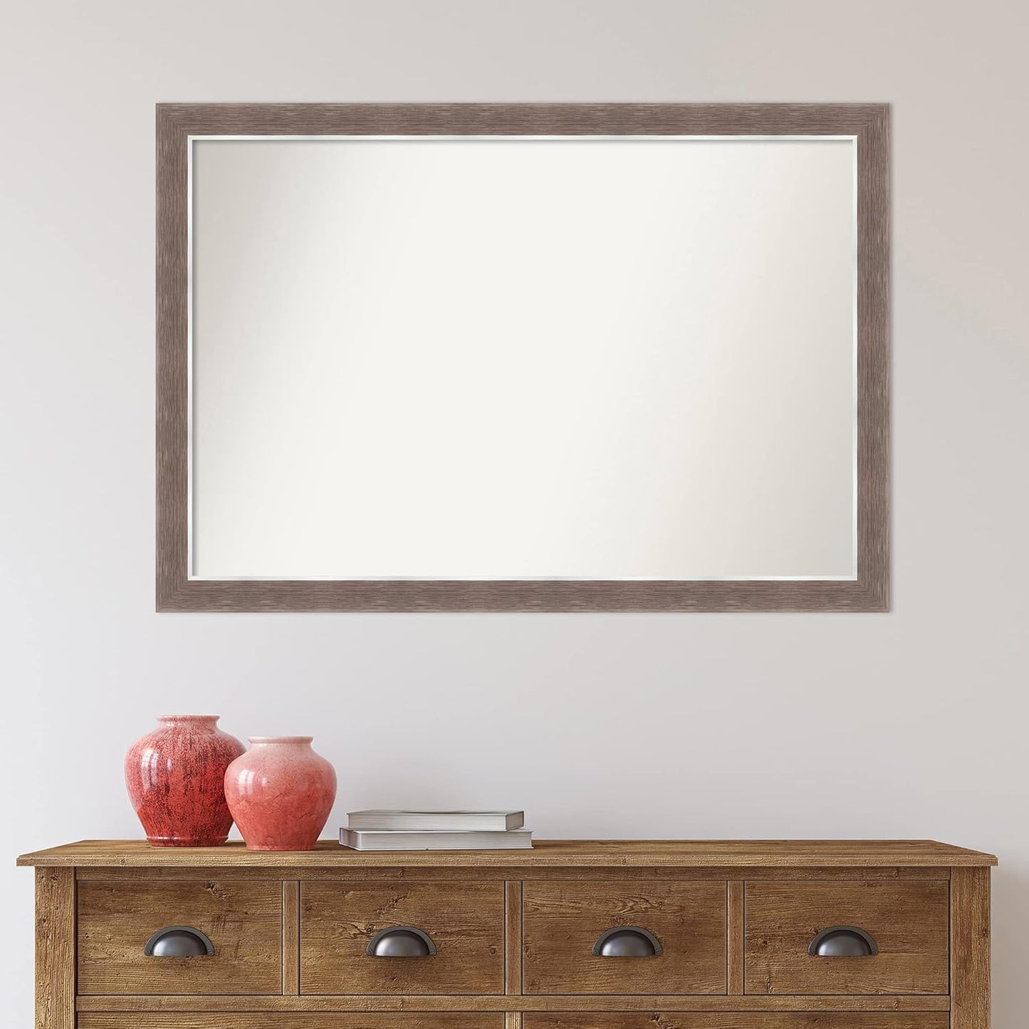 Amanti Art Brown Bathroom Mirror for Over Sink, 28x40 Noble Mocha Rectangle Vanity Mirror, Large Casual Frame, Hangs Horizonally and Vertically, Bathroom Wall Decor, Non-Beveled Edge from WI, USA