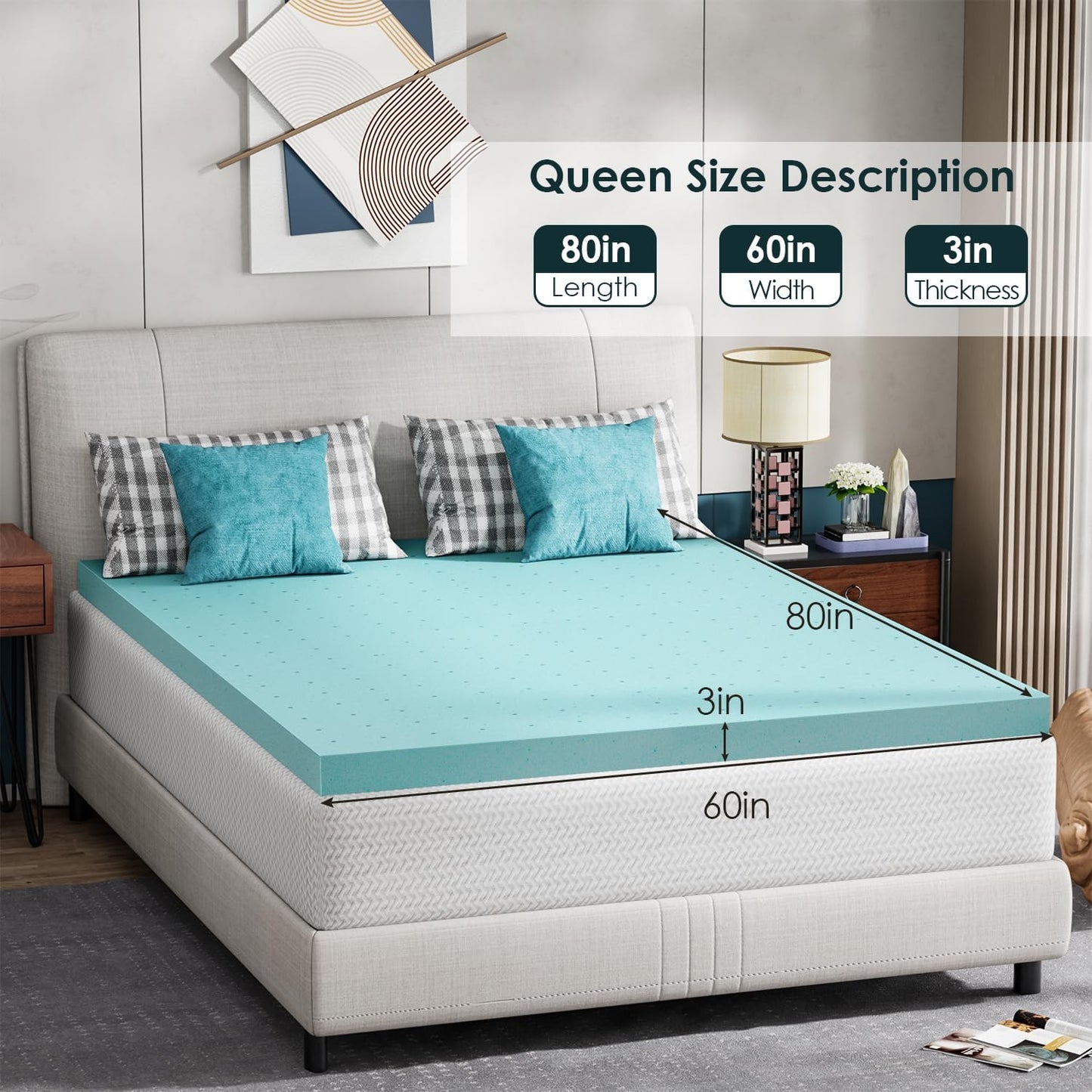 FDW | 6" Queen Mattress + 3" Cooling Mattress Topper | Gel Memory Foam | Medium Firm Feel | White | with Washable Cover for Cool Sleep and Pressure Relief | Bed in a Box, CertiPUR-US Certified