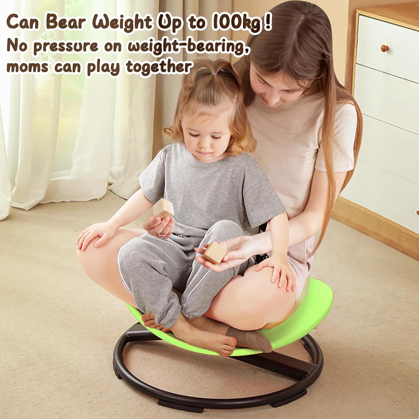 Kids Sensory Spinning Chair for Autism Ages 3+, Sit and Spin Swivel Chair for Kids with ADHD, Sensory Chairs for Autistic Children, Sensory Toys for Motion Sickness Relief, Balance Training (Green)