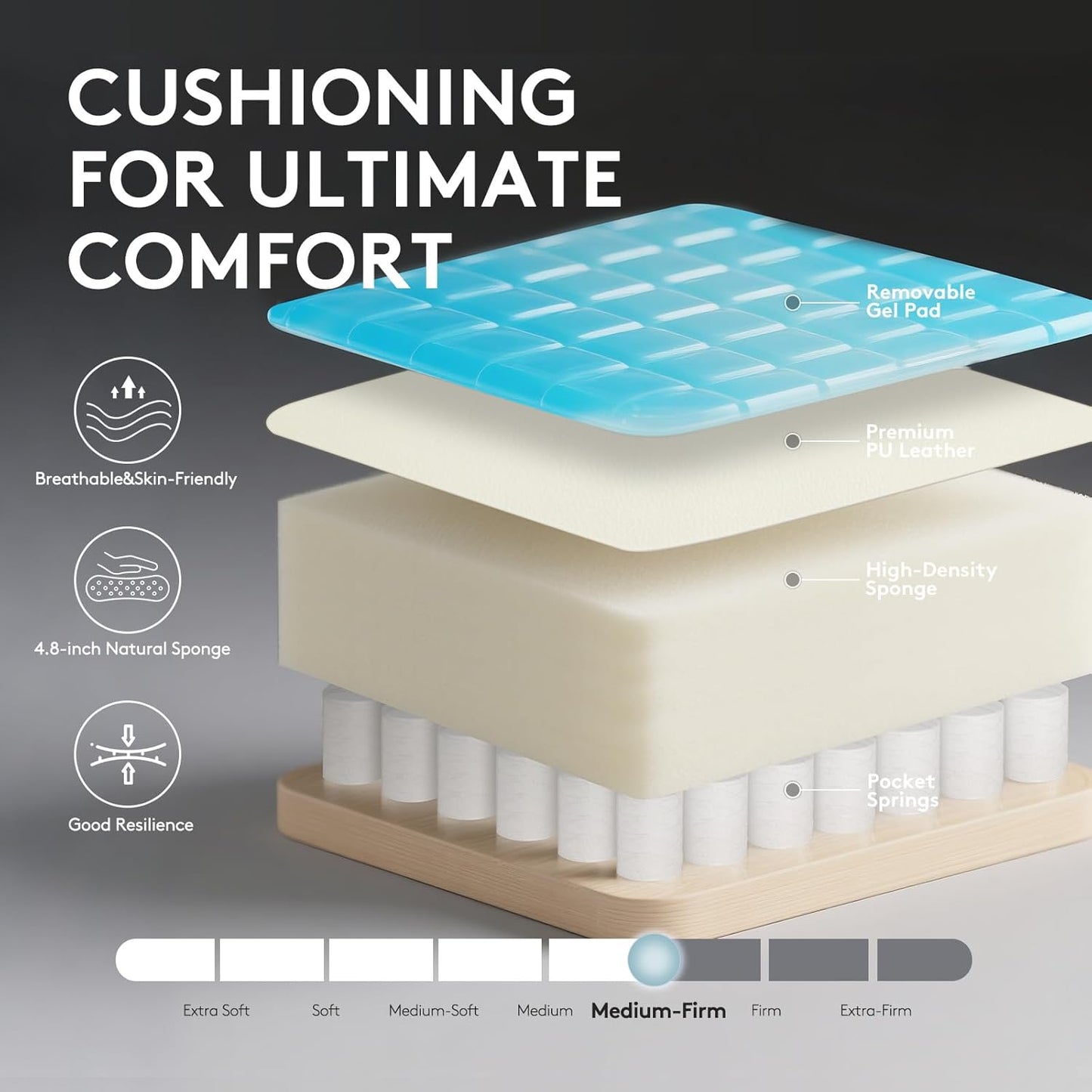 Gaming Chair,Computer Office Chair with Footrest,Massage Lumbar Support and Gel Pad,Ergonomic Reclining Leather Gamer Chair with Headrest,Adjustable Armrests and Spring Cushion Ivory