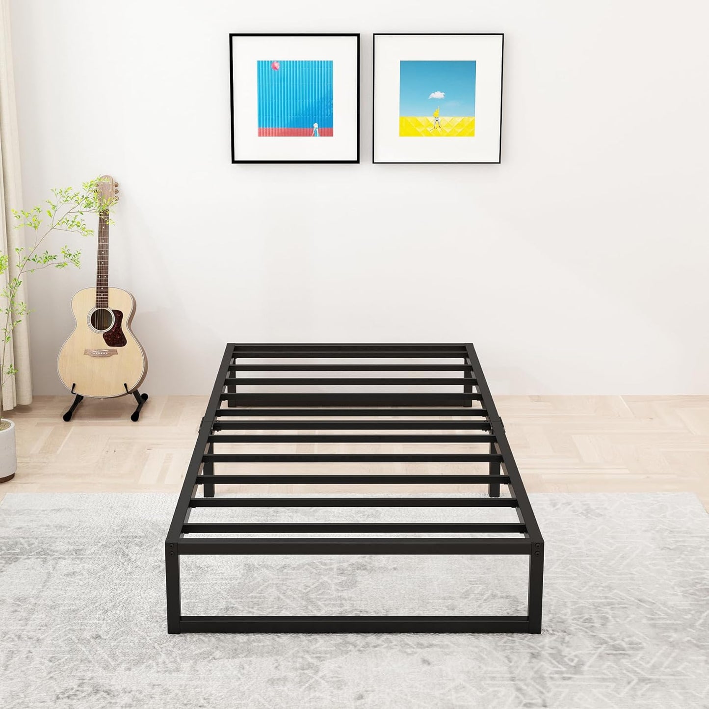 12 Inch Twin Size Bed Frames Heavy Duty Metal Twin Platform Bed Frame No Box Spring Needed, Noise Free, Easy Assembly, Black