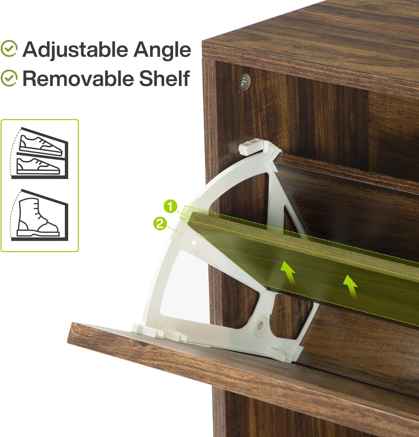 LITTLE TREE Shoe Cabinet Storage for Entryway with 2 Flip Drawers, Narrow Hidden Freestanding Organizer, Skinny Farmhouse Shoes Closet with Rack, for Entryway,Hallway, Living Room,Rustic Brown