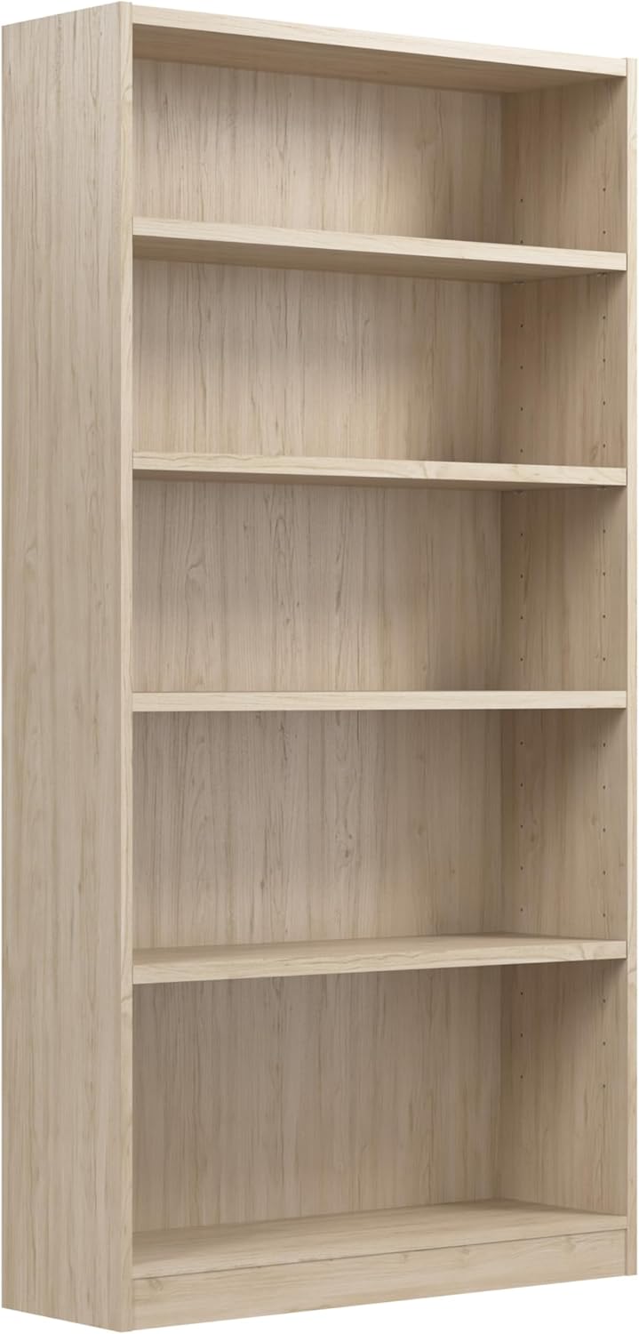 Bush Furniture Universal Tall 5 Shelf Bookcase in Natural Elm, Vertical Storage and Display Bookshelf for Home Office or Living Room Organization