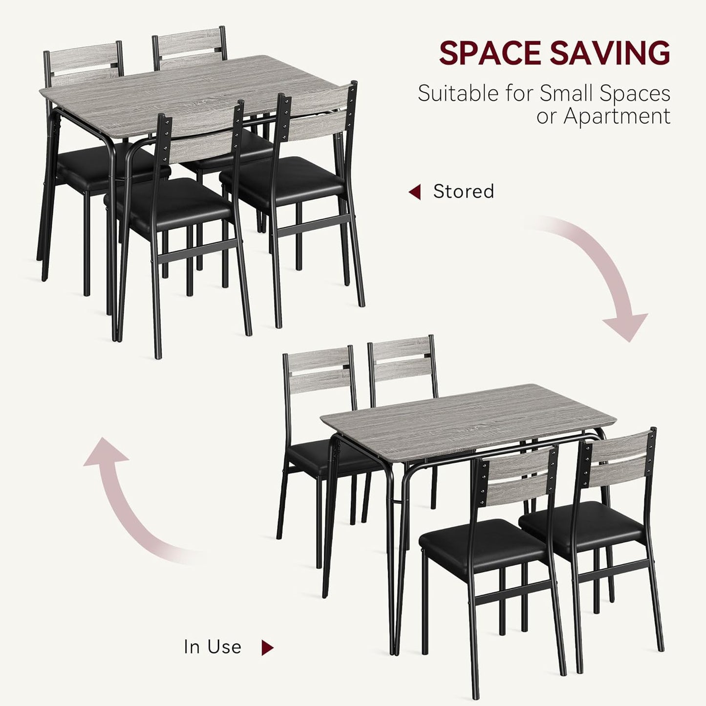 Dining Table for 4, Small Table and Chairs Set of 4, Square Dinette Set for 4, 5 Piece Kitchen & Dining Room Sets for Small Space (Oak, Table with 4 Upholstered Chairs)
