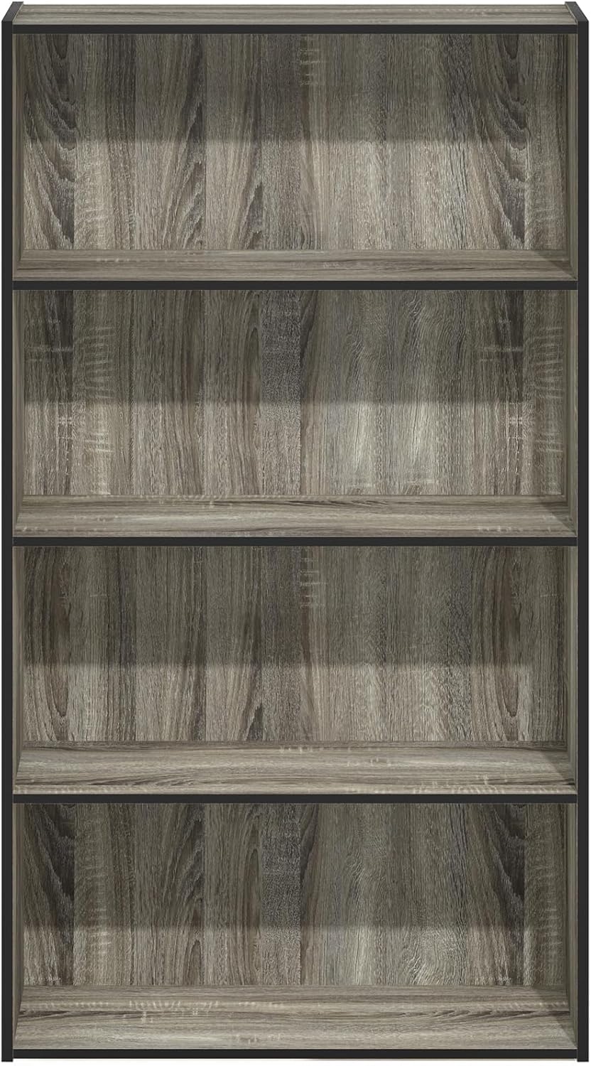 Furinno Pasir 4 Tier Open Shelf, French Oak Grey