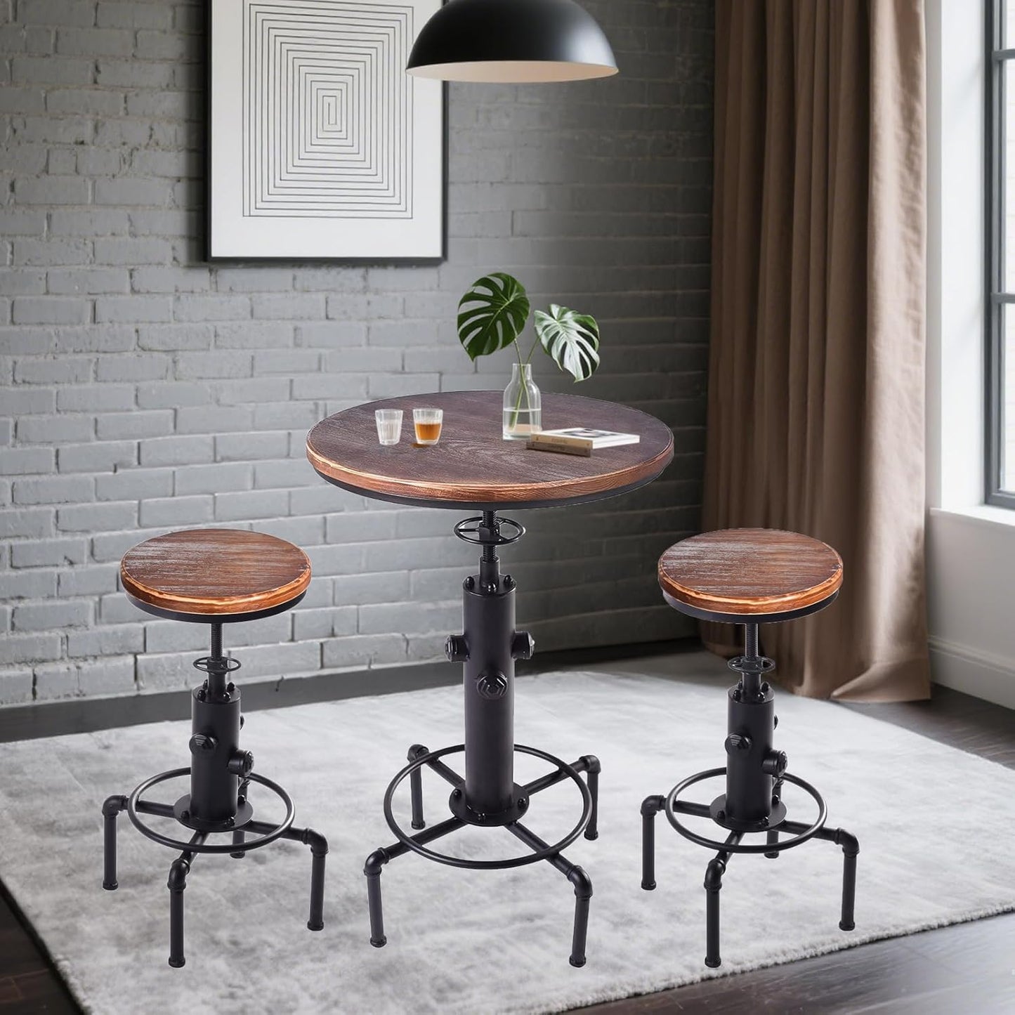 Industrial Tall Bistro Table 32.3-36.2",Adjustable Swivel Pub Table, Kitchen Dining Coffee Bistro Table Metal Hydrant Stylish Design Table