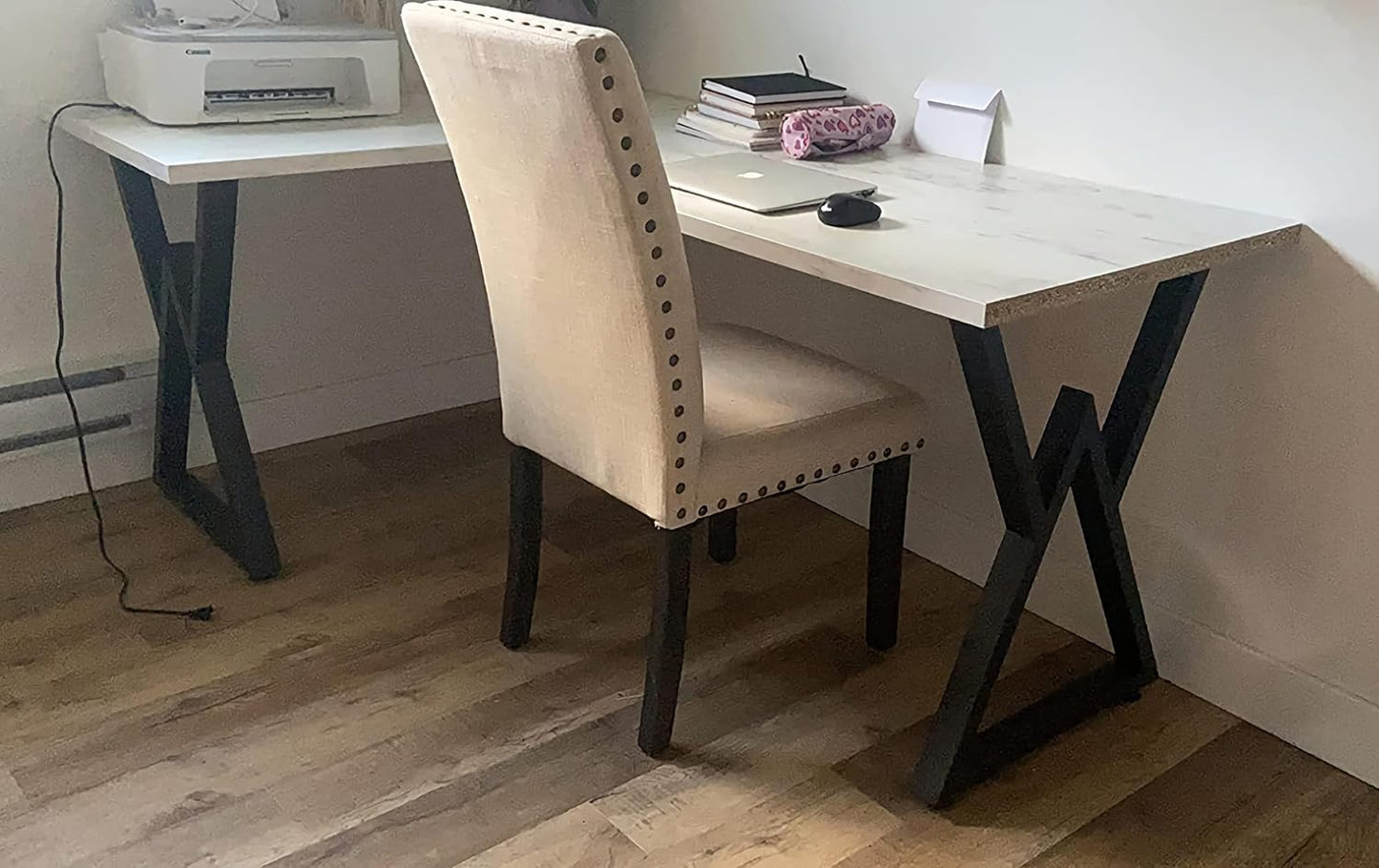 SSS Furniture Metal Desk Legs H28 x W20, Industrial & Rustic Style V Shape Table Legs with Adjustable Protector Feet, DIY Table Legs, Metal Legs for Furniture, Black, Set of 2