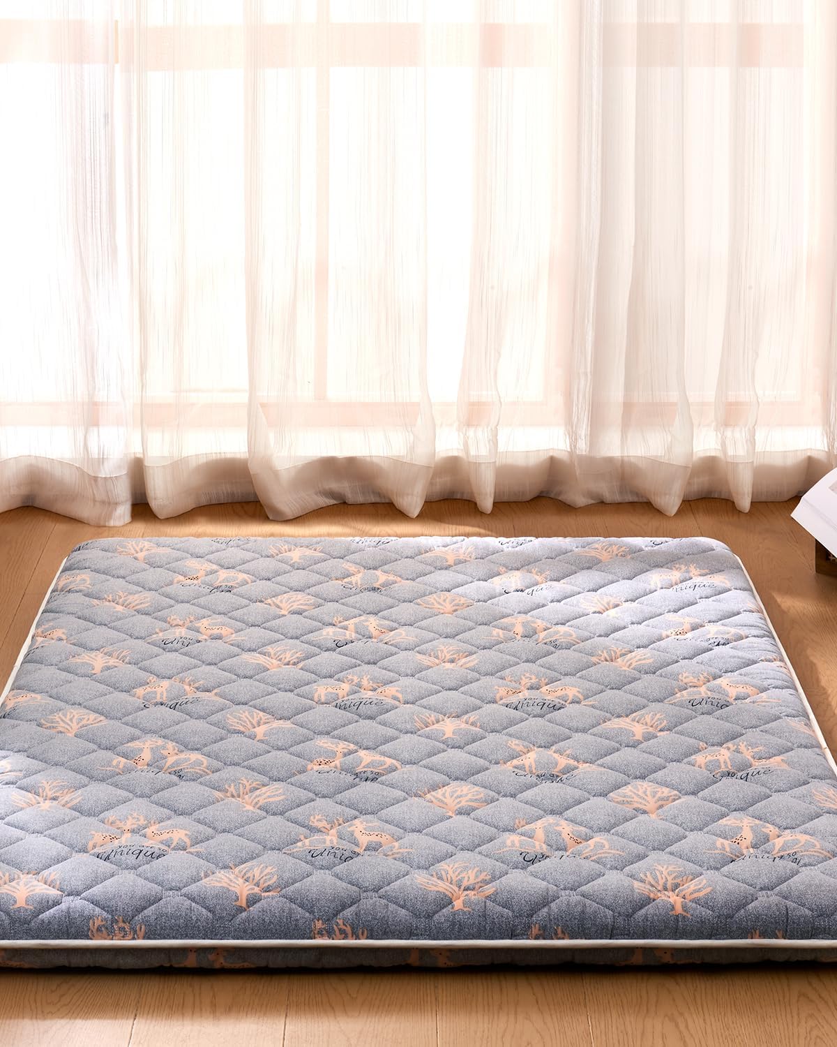 6th Generation Japanese Floor Futon Mattress - Extra-Thick 9-Layer Modern Futon with 100% High-Density Foam, Portable Floor Mattress Sleeping Pad for Adults, Guest Room, Dormitory, Twin Size(39"X80")