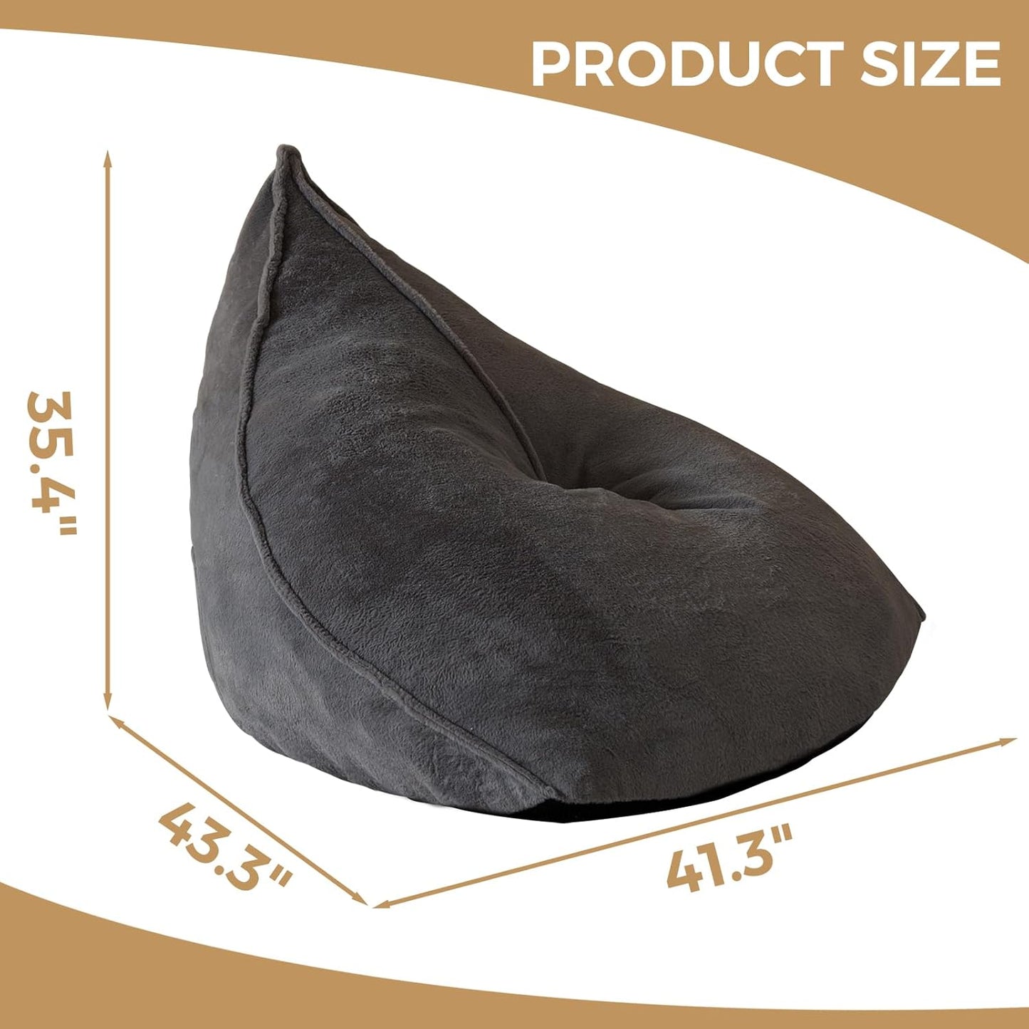 BYBYME Bean Bag Chairs Sherpa Lazy Sofa, Giant Beanbag Chairs for Adults, Teenagers with Stuffed High Density Foam Filling, Comfy Chair for Living Room, Bedroom