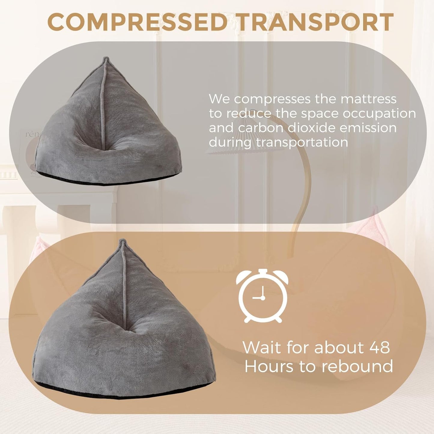 BYBYME Bean Bag Chairs Sherpa Lazy Sofa, Giant Beanbag Chairs for Adults, Teenagers with Stuffed High Density Foam Filling, Comfy Chair for Living Room, Bedroom