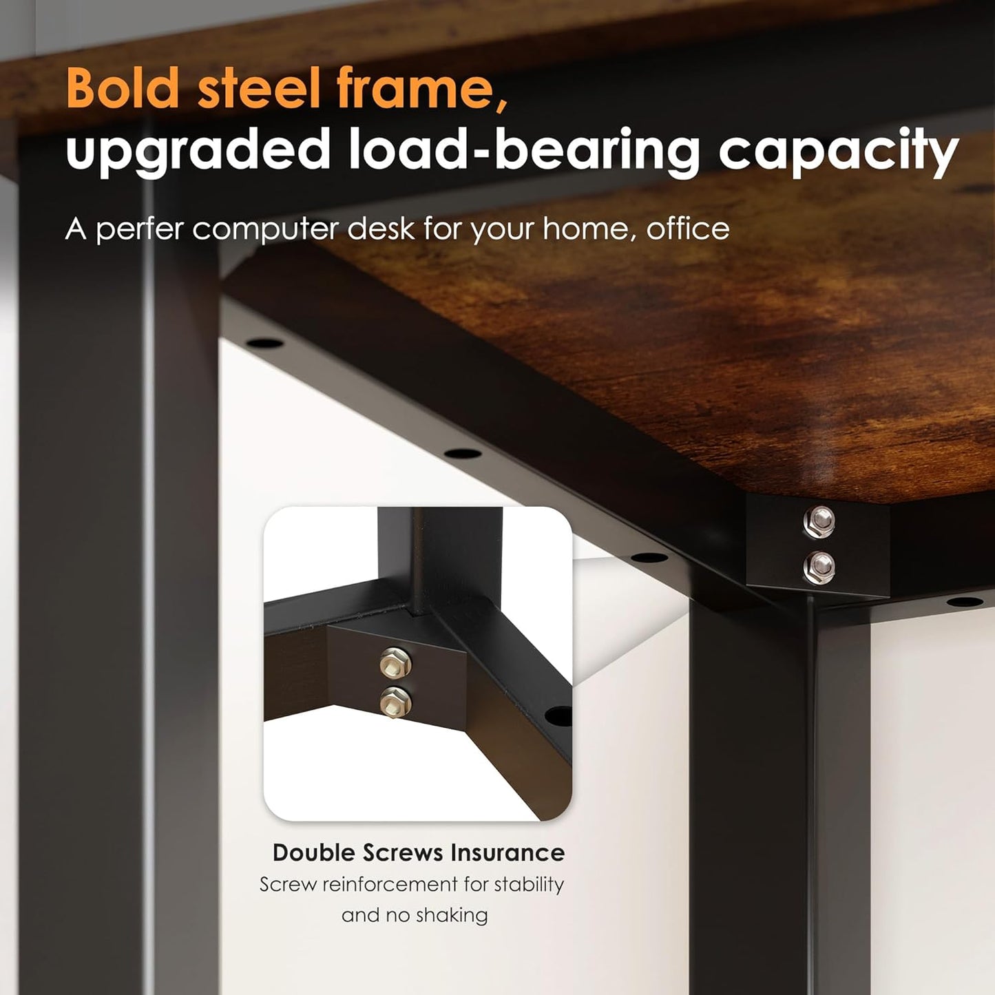 Rustic Brown 31.5 inch Sturdy Writing Desk for Small Spaces, Teens & Study - Black Metal Frame