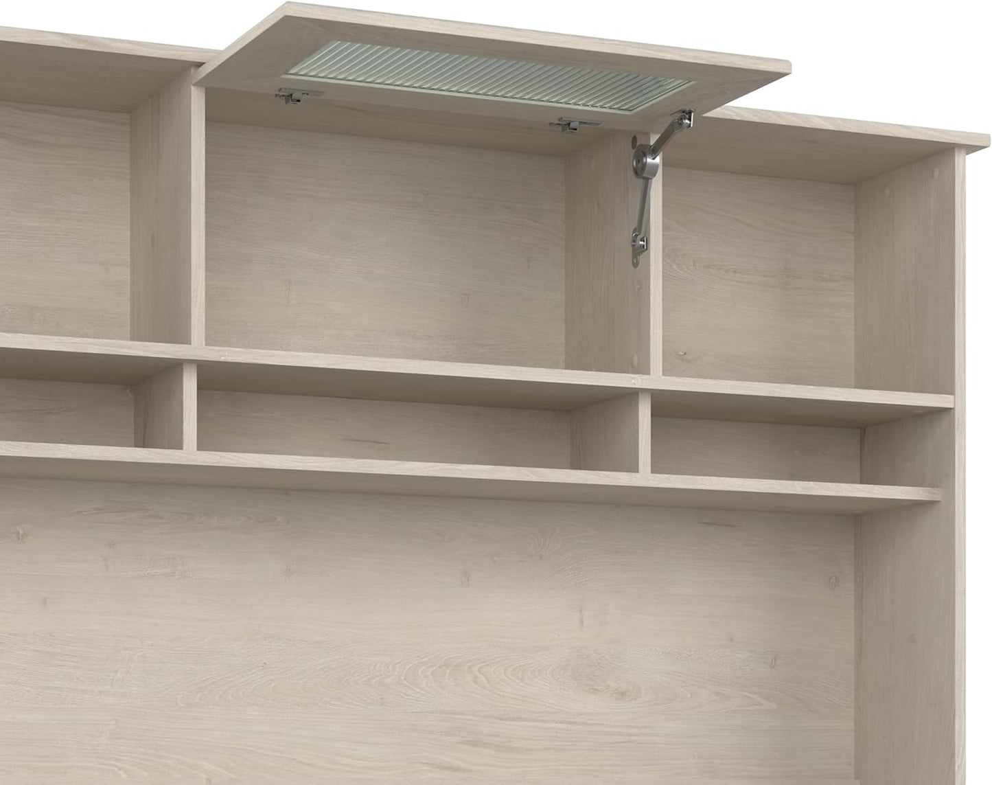 Bush Furniture Cabot L Shaped Desk with Hutch | Corner Desk with Storage for Home Office in Linen White Oak | 60W L Shaped Computer Desk