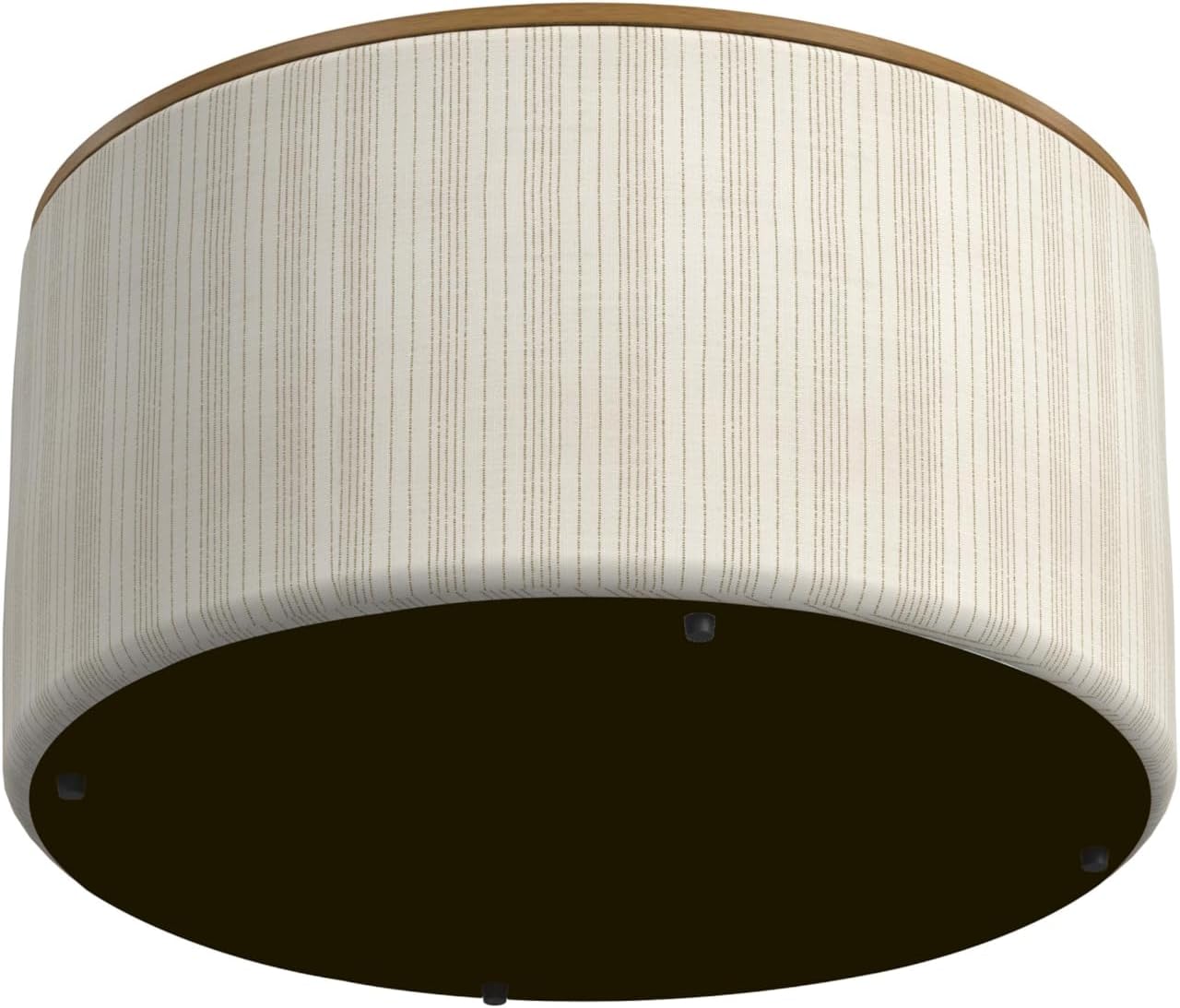 HomePop Modern Fabric Storage Ottoman with Wood Top -Marigold Pinstripe Cream Fabric